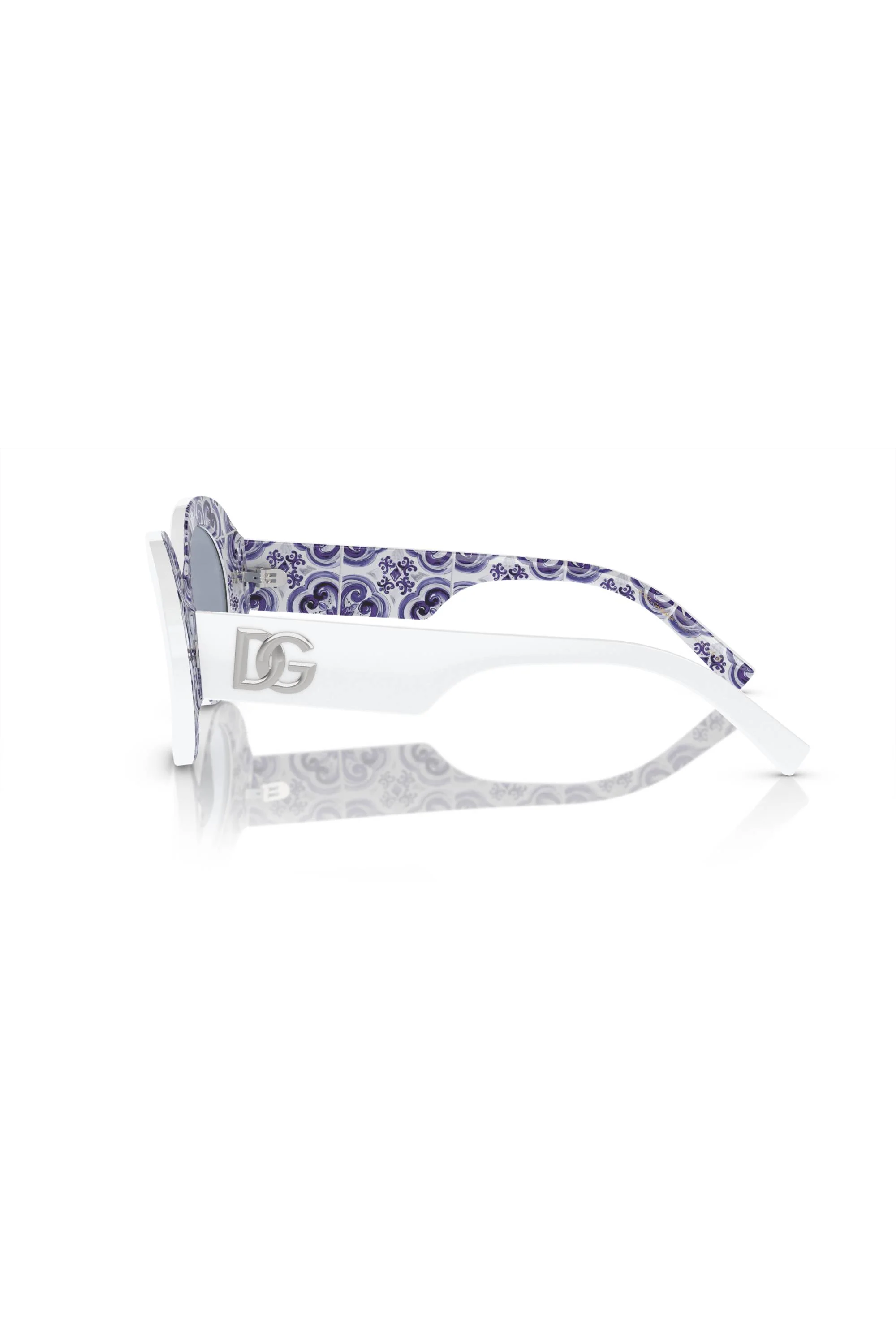 Oval Frame Light Blue Silver Mirror Lens Sunglasses - White - Image 3