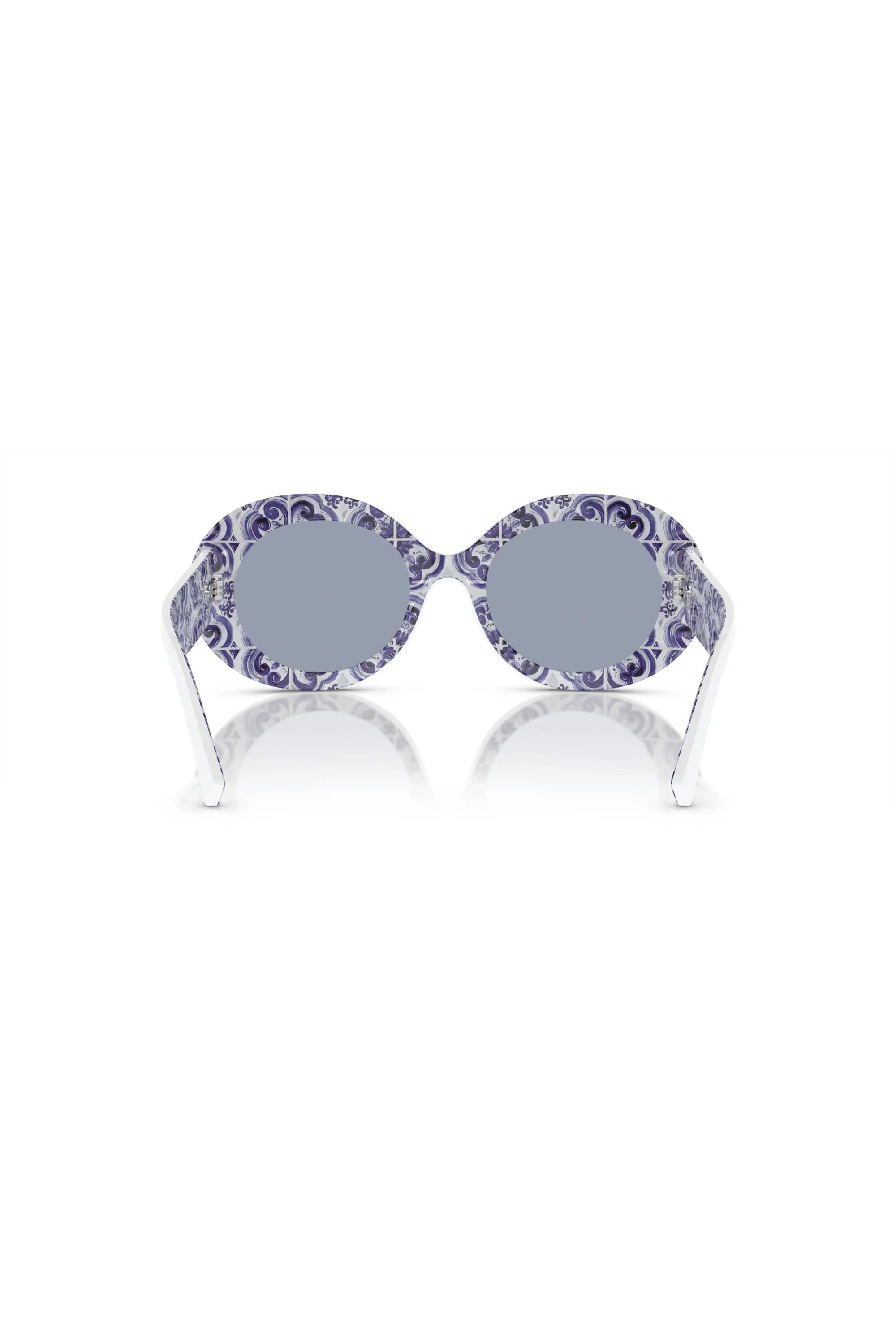 Oval Frame Light Blue Silver Mirror Lens Sunglasses - White - Image 4
