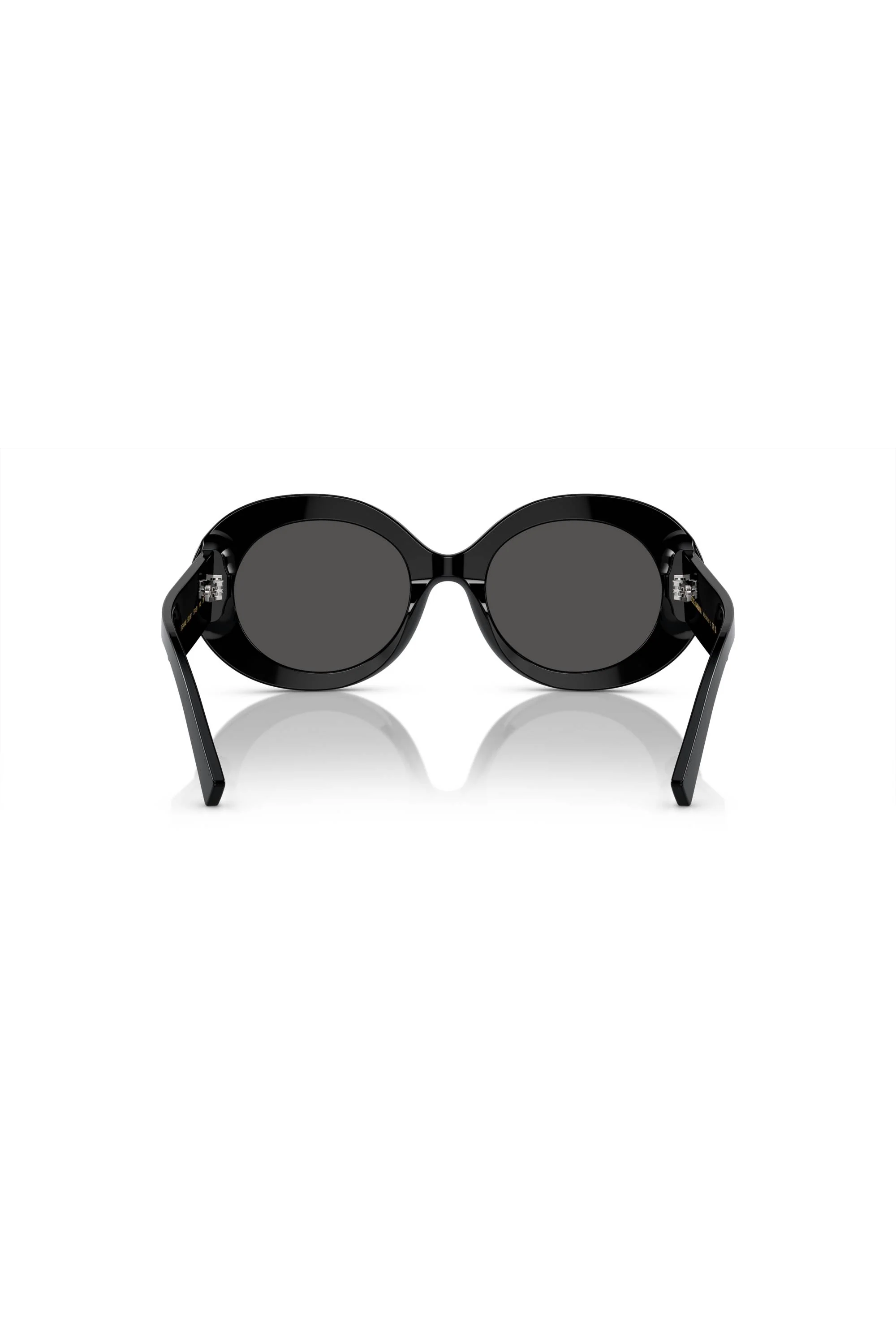 Oval Frame Dark Grey Lens Sunglasses - Black - Image 3