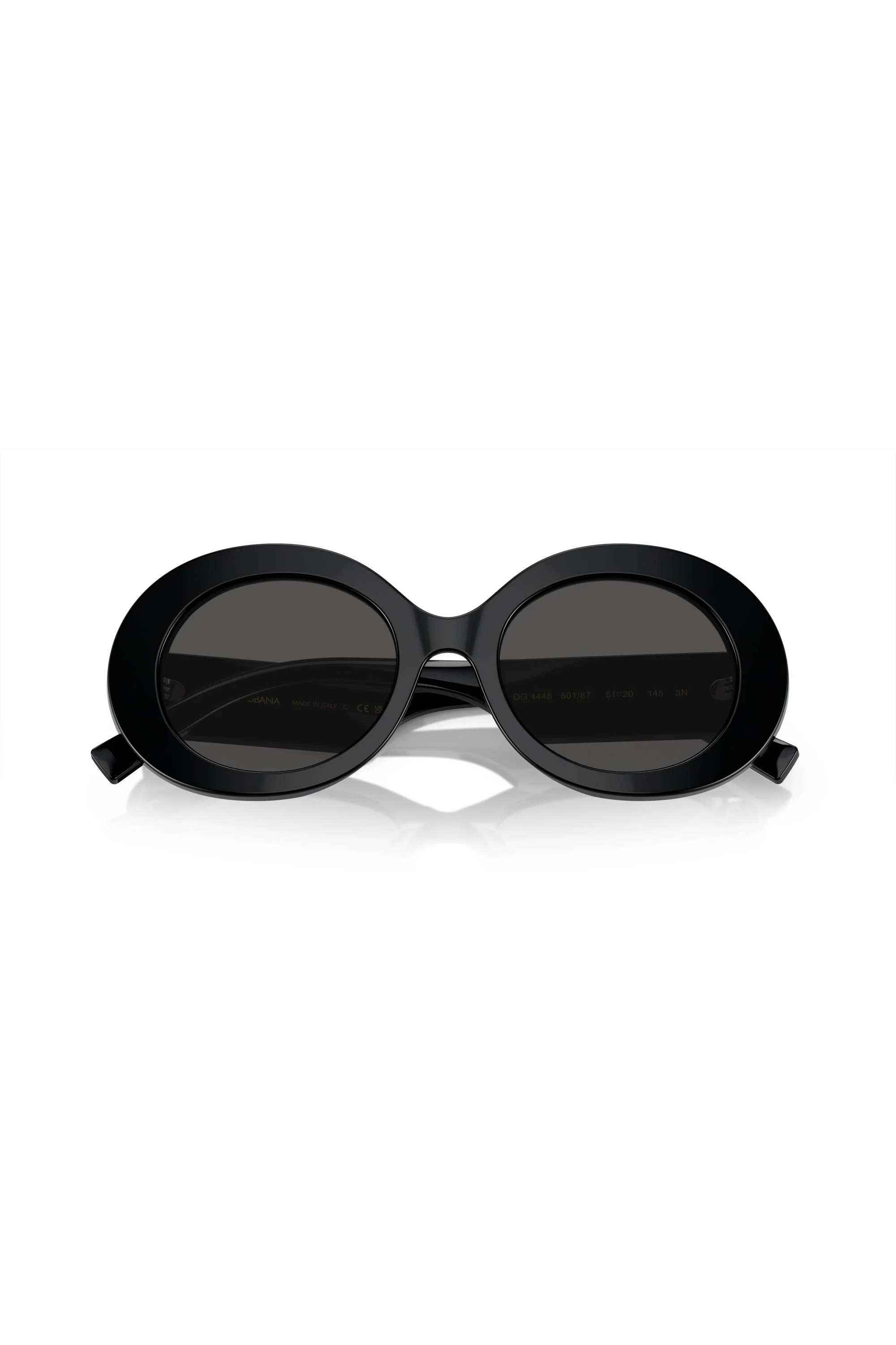 Oval Frame Dark Grey Lens Sunglasses - Black - Image 4