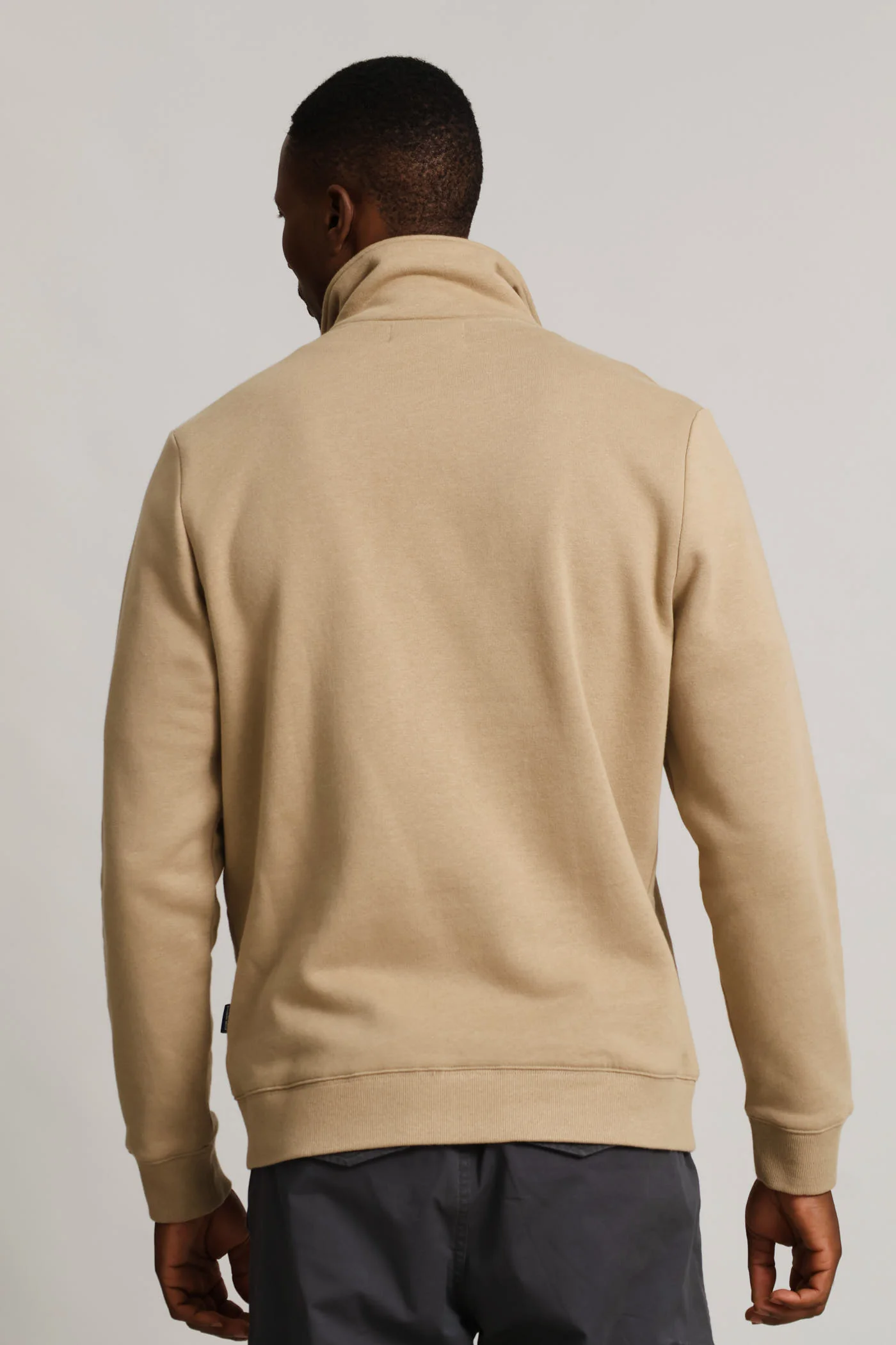1/4 Zip Fleece Sweat - Taupe - Image 4