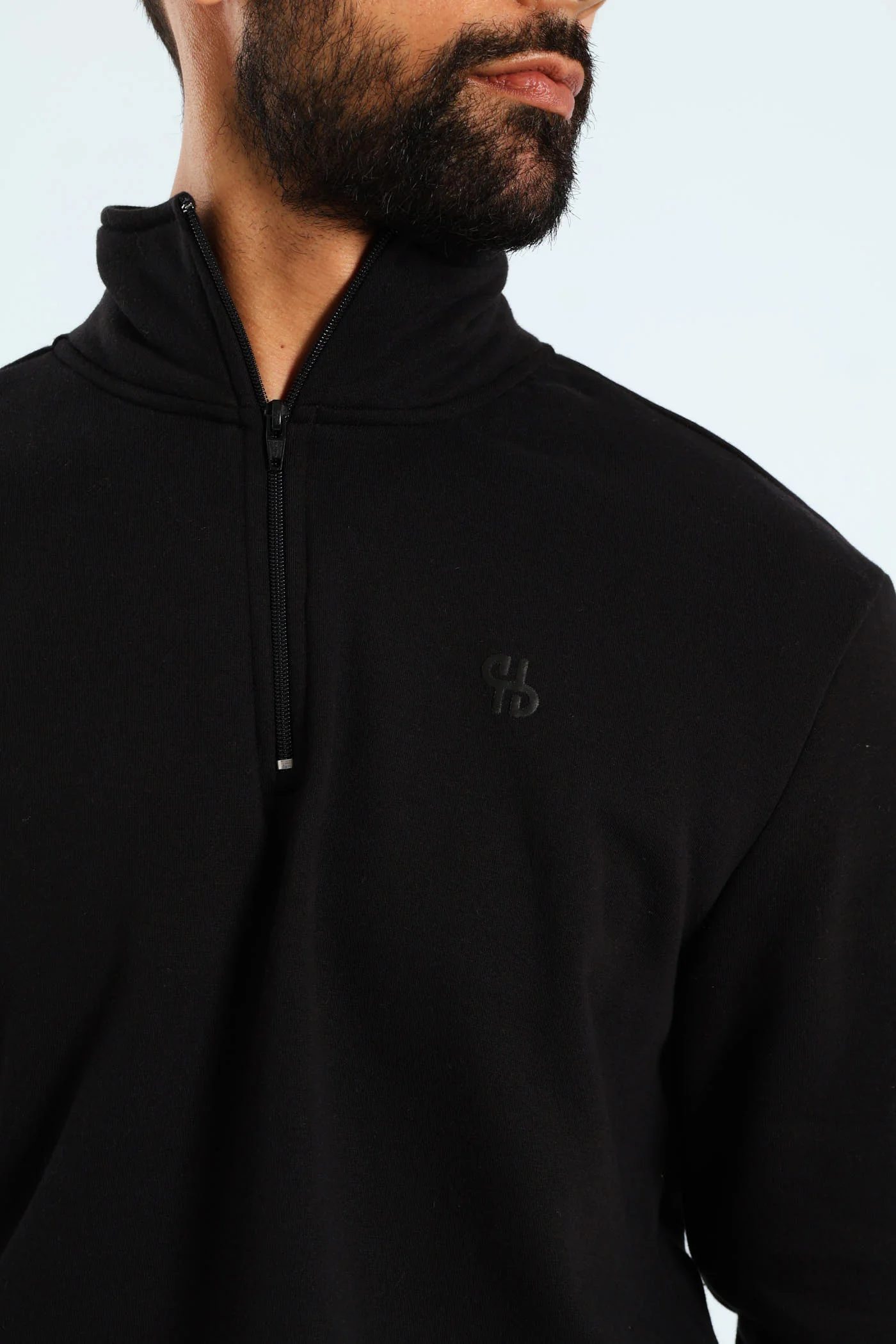 1/4 Zip Fleece Sweater - Black - Image 2