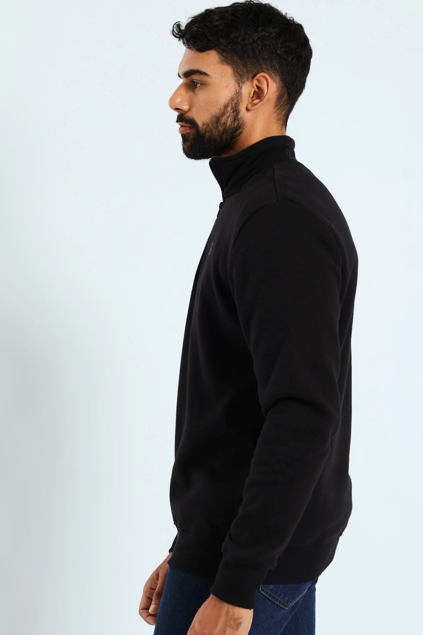 1/4 Zip Fleece Sweater - Black - Image 3