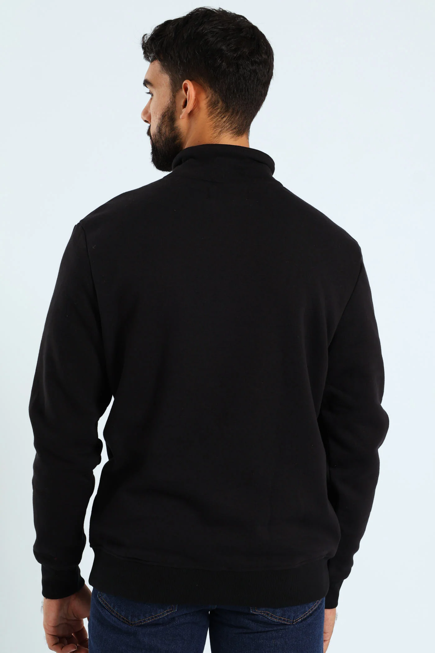 1/4 Zip Fleece Sweater - Black - Image 4