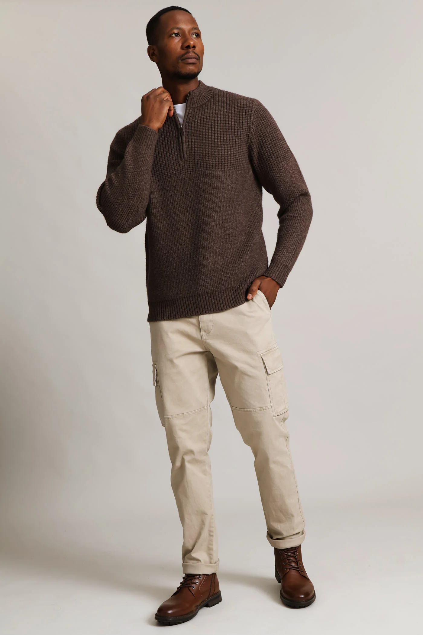 1/4 Zip Knitwear - Chocolate - Image 5