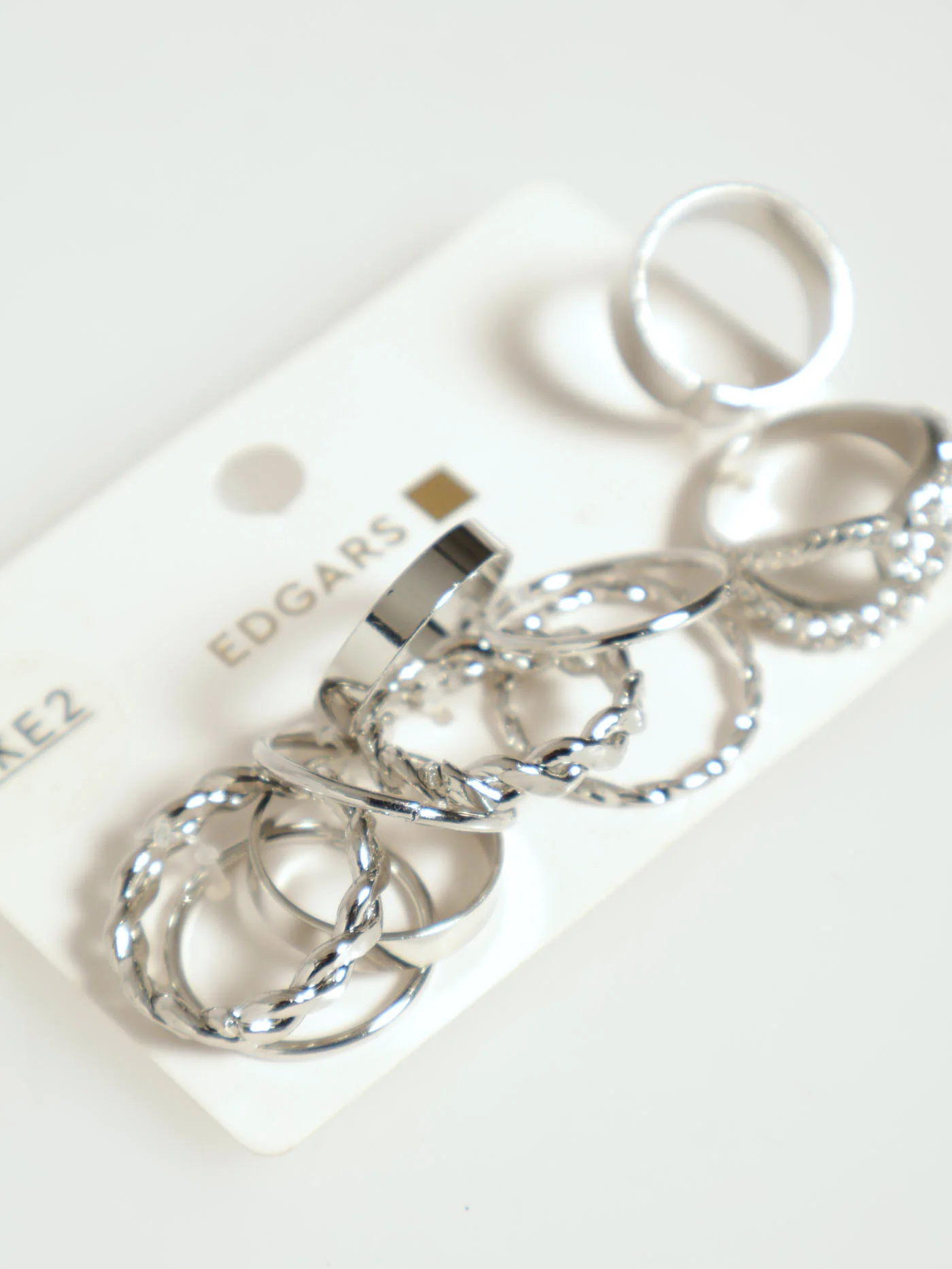 10 Pack Twist Rings - Silver - Image 2