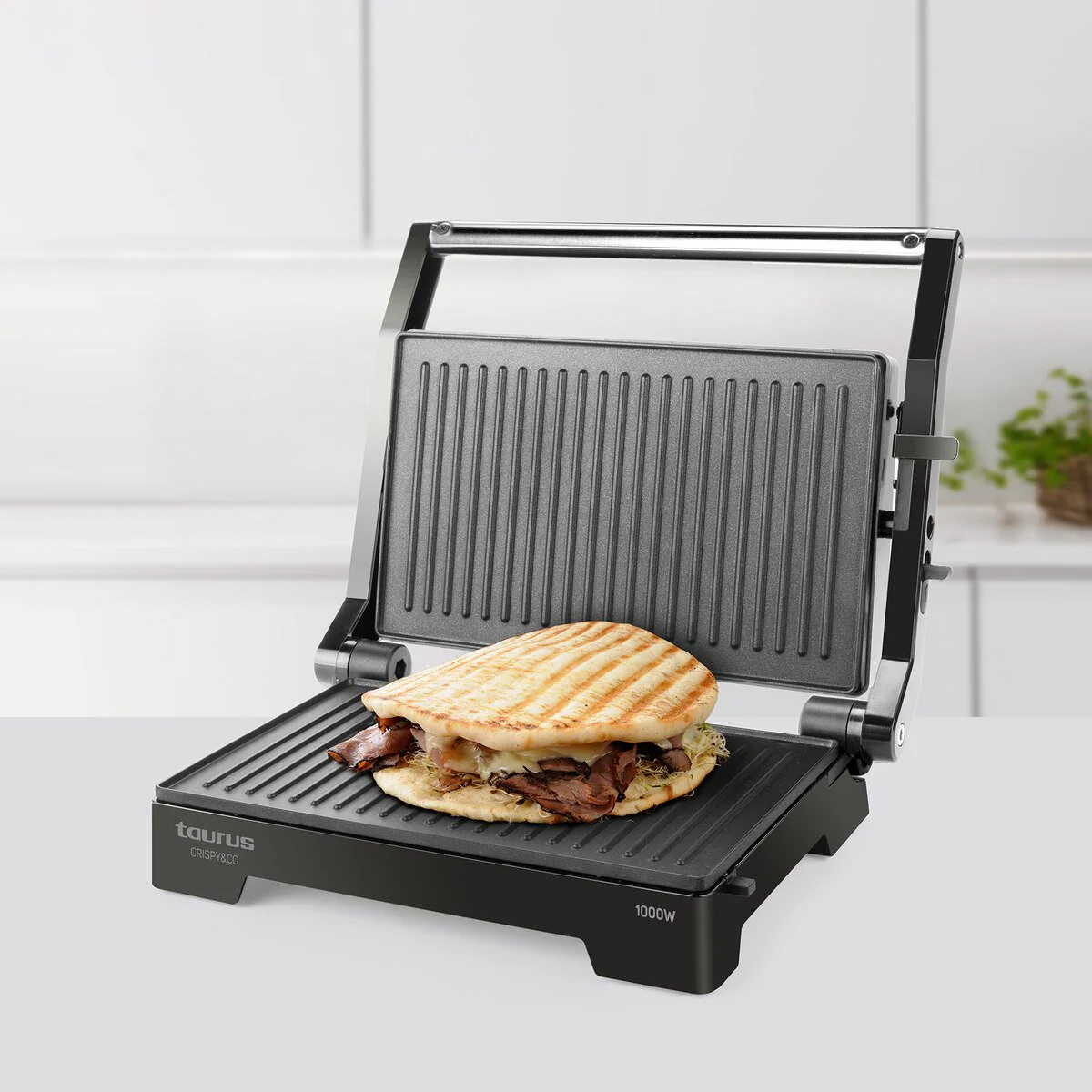 1000W 2 Slice Non-Stick Panini Press - Image 4