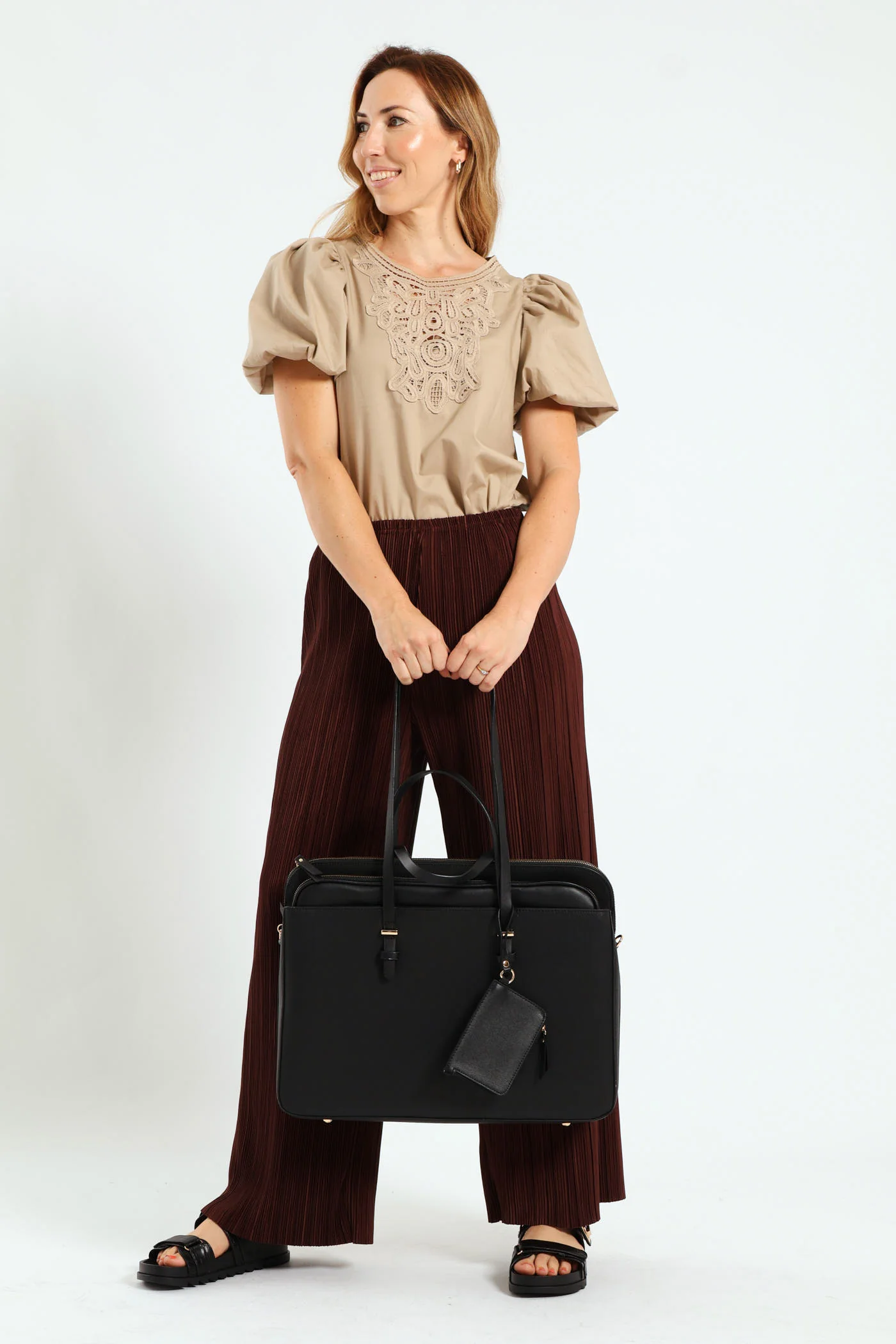 15inch Textured Laptop Bag with Coin Purse & Removable Laptop Sleeve - Image 2