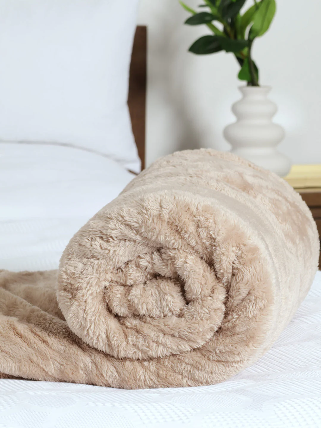 Faux Mink Blanket - Taupe - Image 2