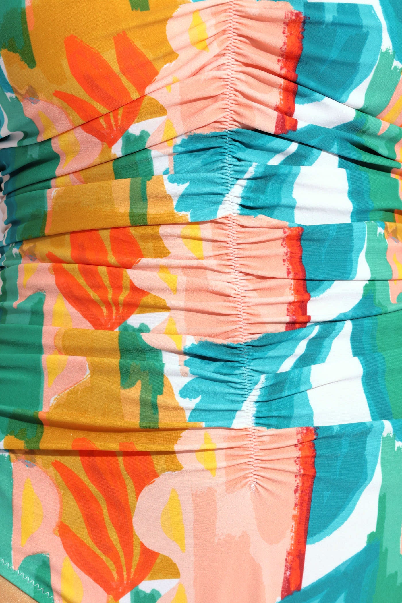 1Pc Paint Print Ruched Front Swimsuit - Multi - Image 3