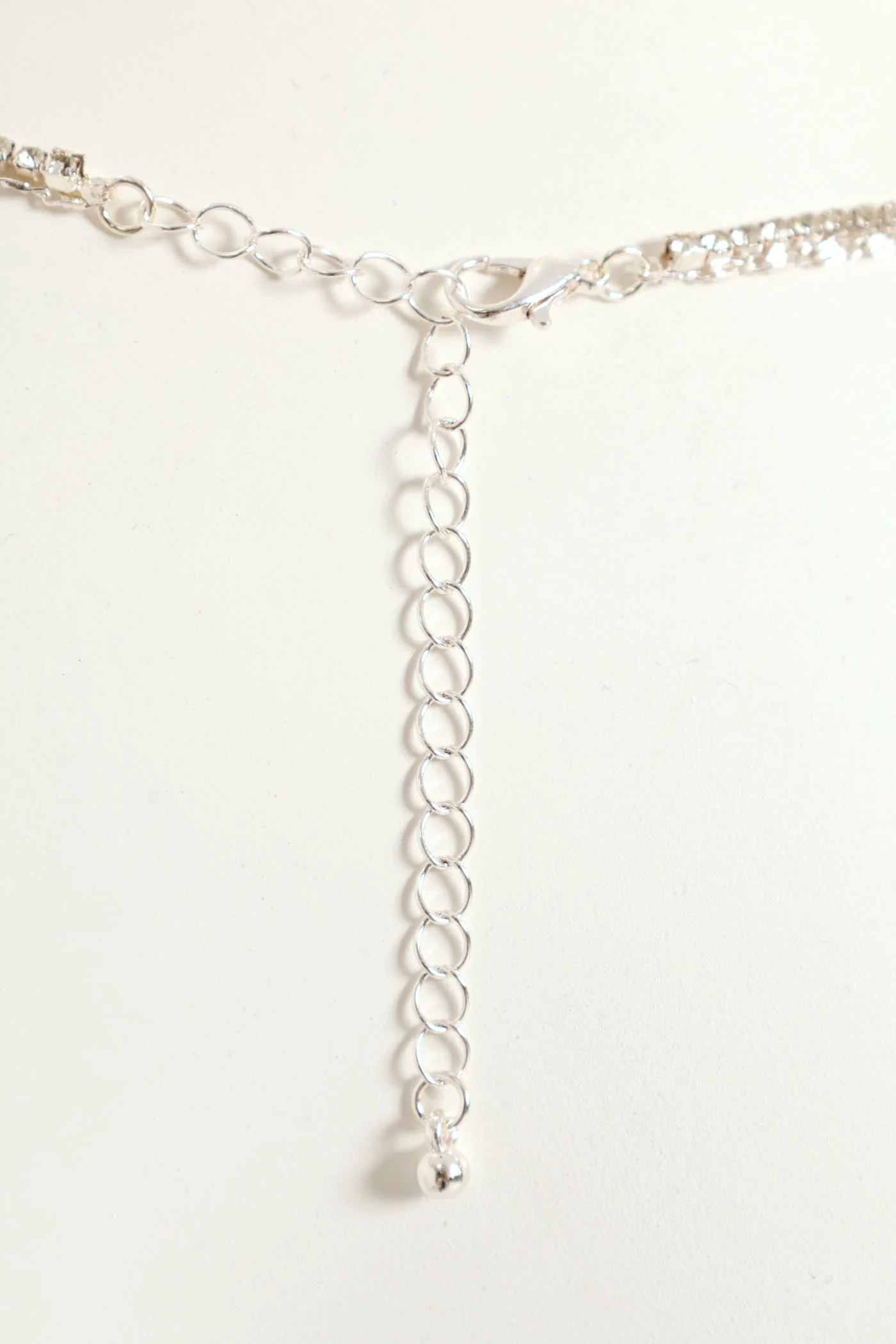 2 Layer Diamante Cross Pendant Necklace - Silver - Image 2