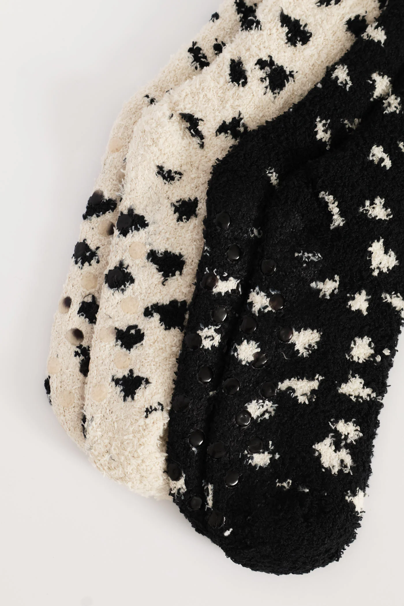 2 Pack Abstract Spot Cosy Socks - Black/Beige - Image 2