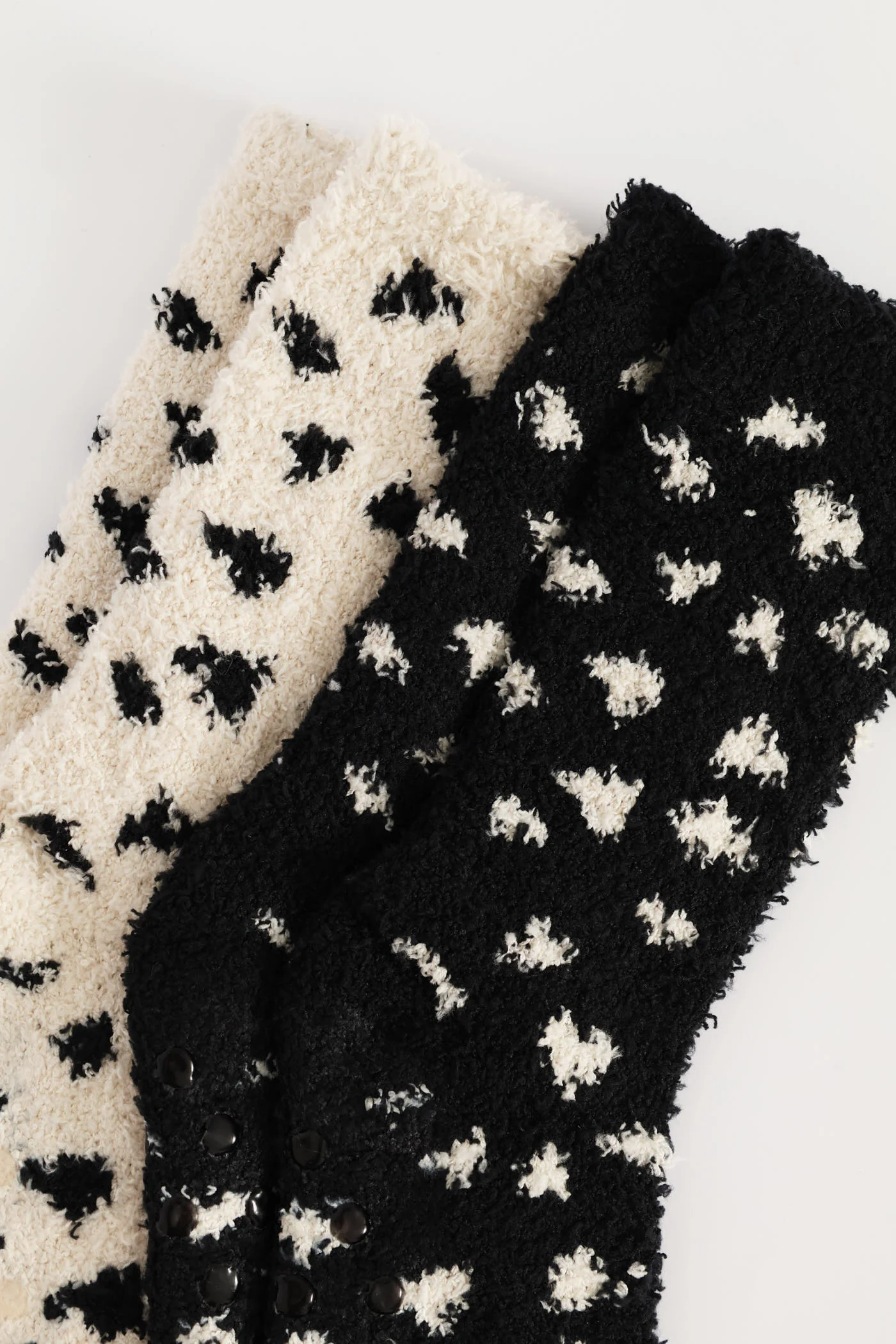 2 Pack Abstract Spot Cosy Socks - Black/Beige - Image 3