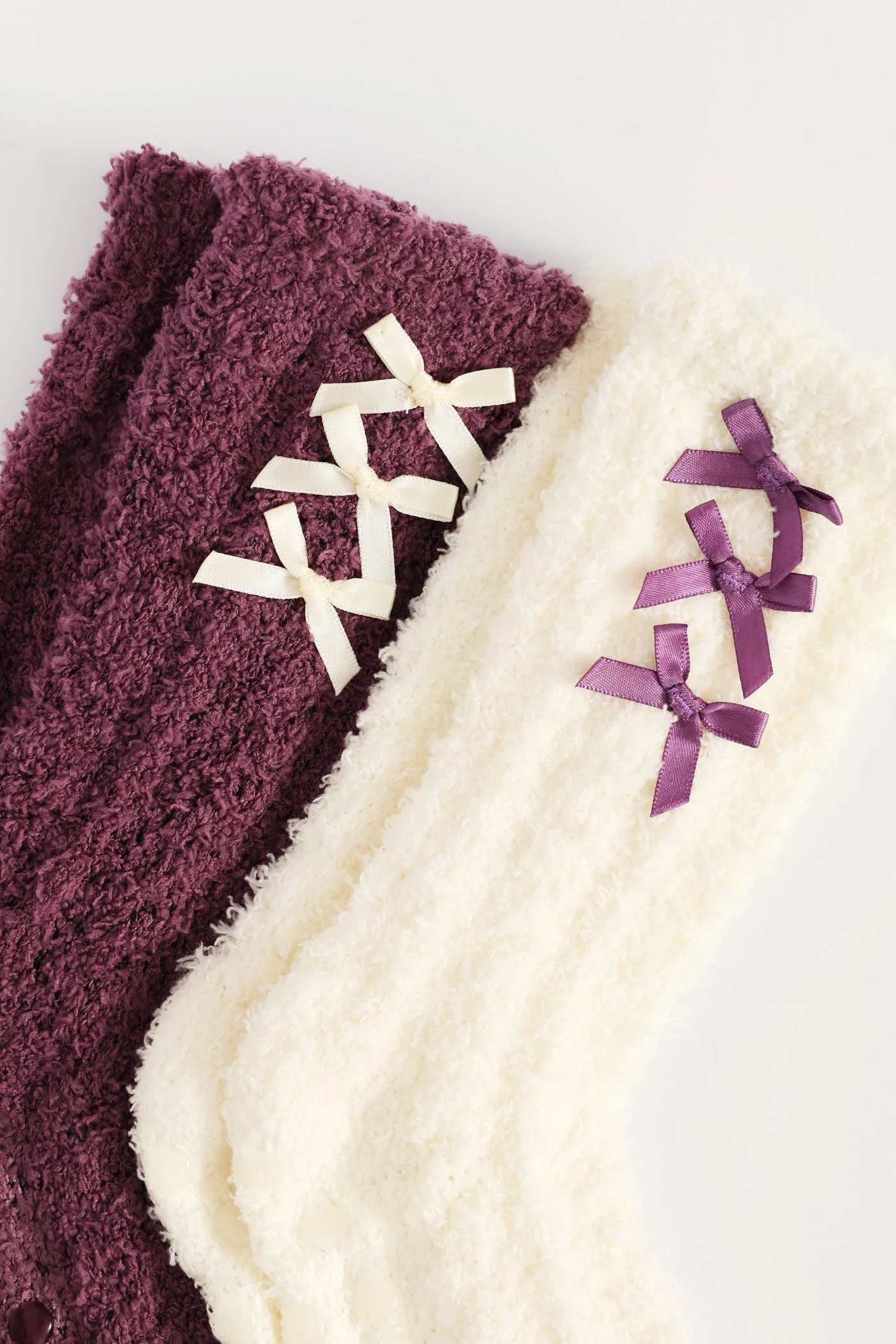2 Pack Bows Cosy Socks - Burgundy - Image 3