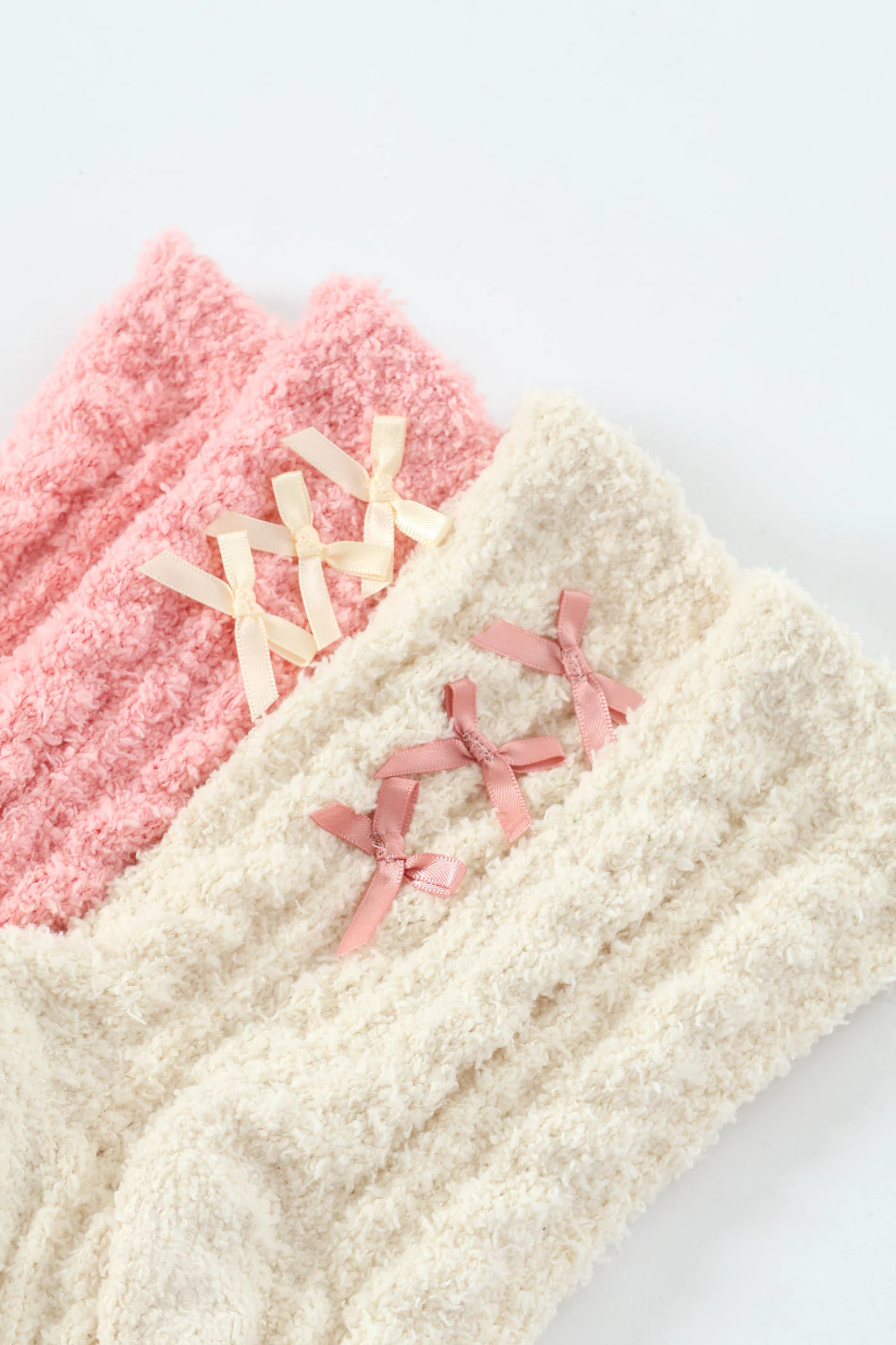 2 Pack Cosy Bows Sock - White/Pink - Image 2