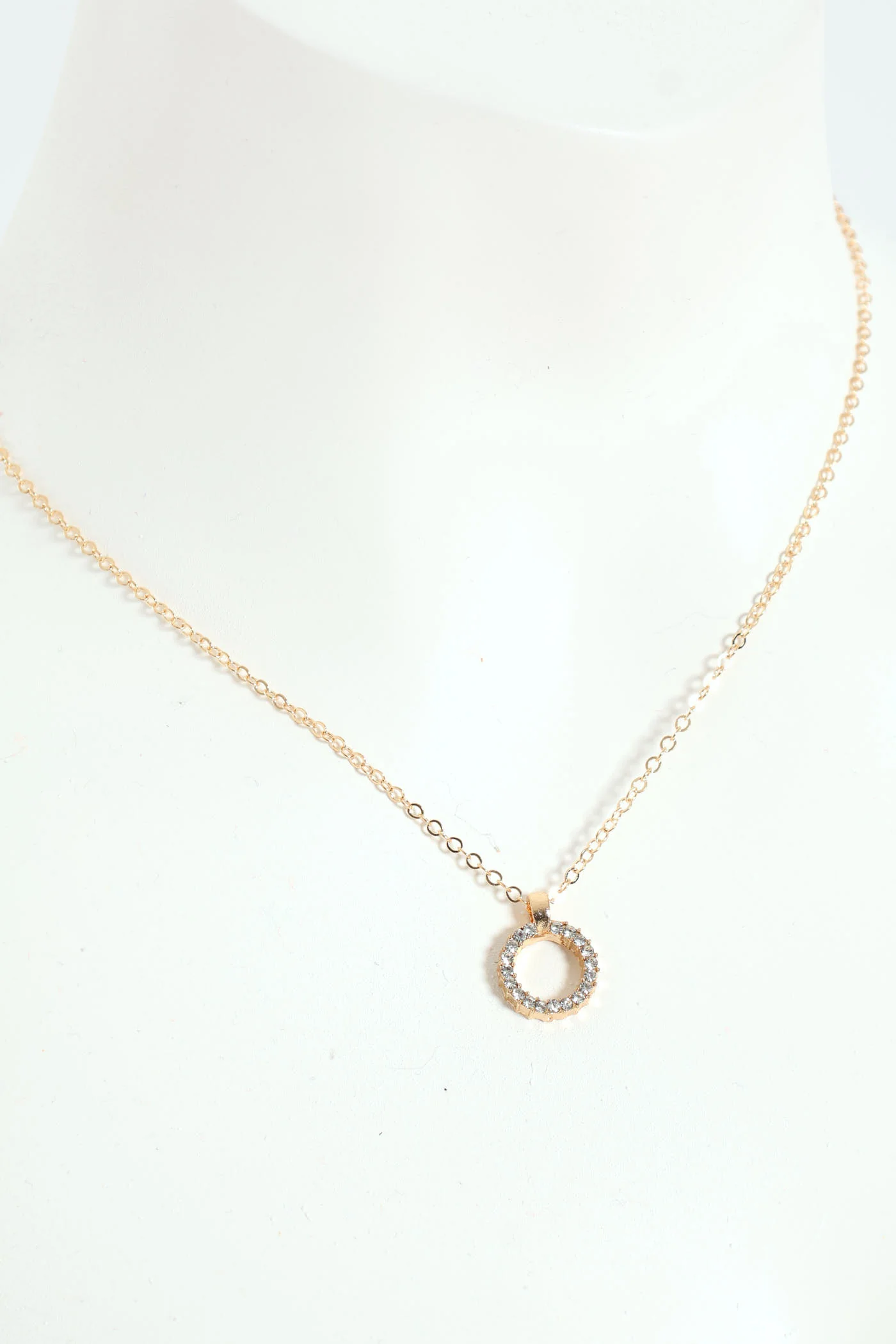 2 Pack Diamante Circle Pendant With Matching Stud Earrings - Gold - Image 3