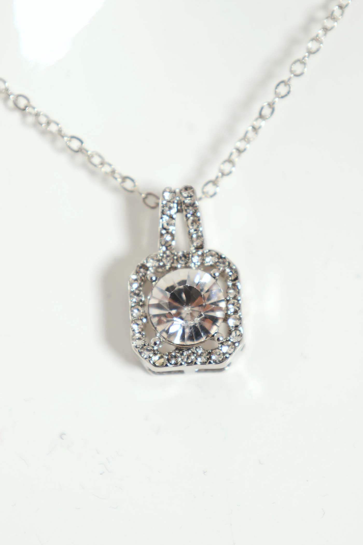 2 Pack Diamante Stud & Pendant Set - Silver - Image 2