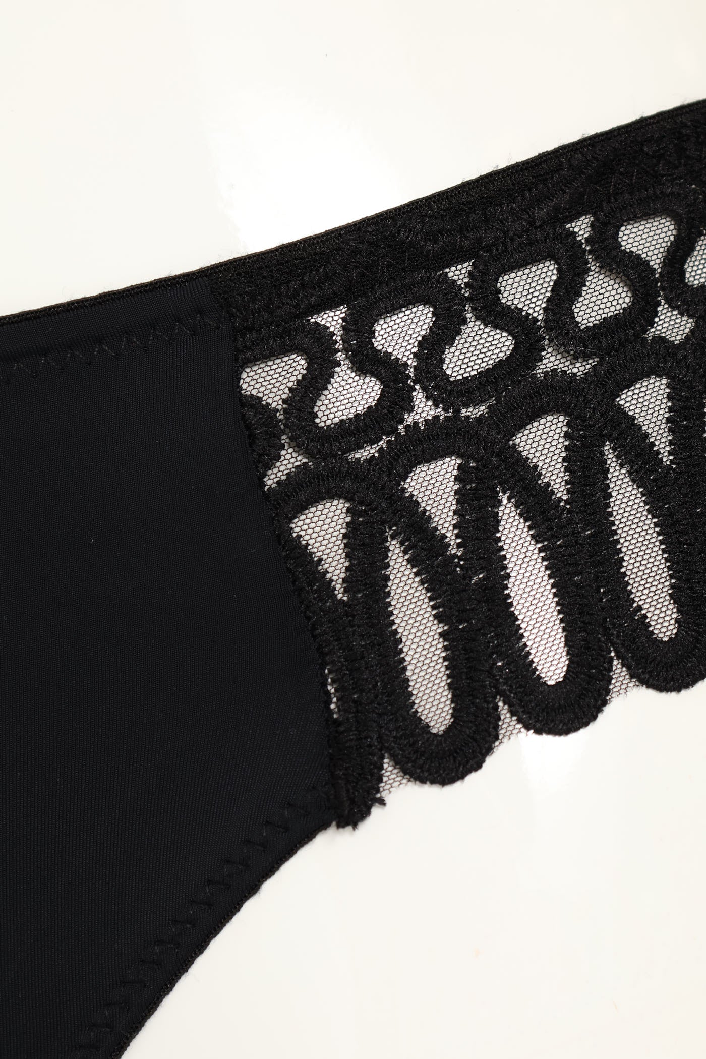 2 Pack Embroidered Mesh & Microfibre Thong - White/Black - Image 2