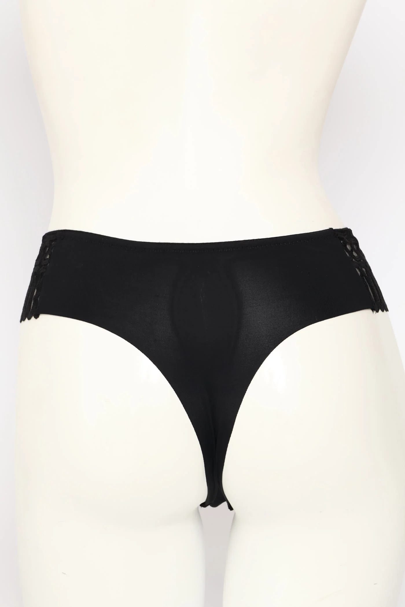 2 Pack Embroidered Mesh & Microfibre Thong - White/Black - Image 3