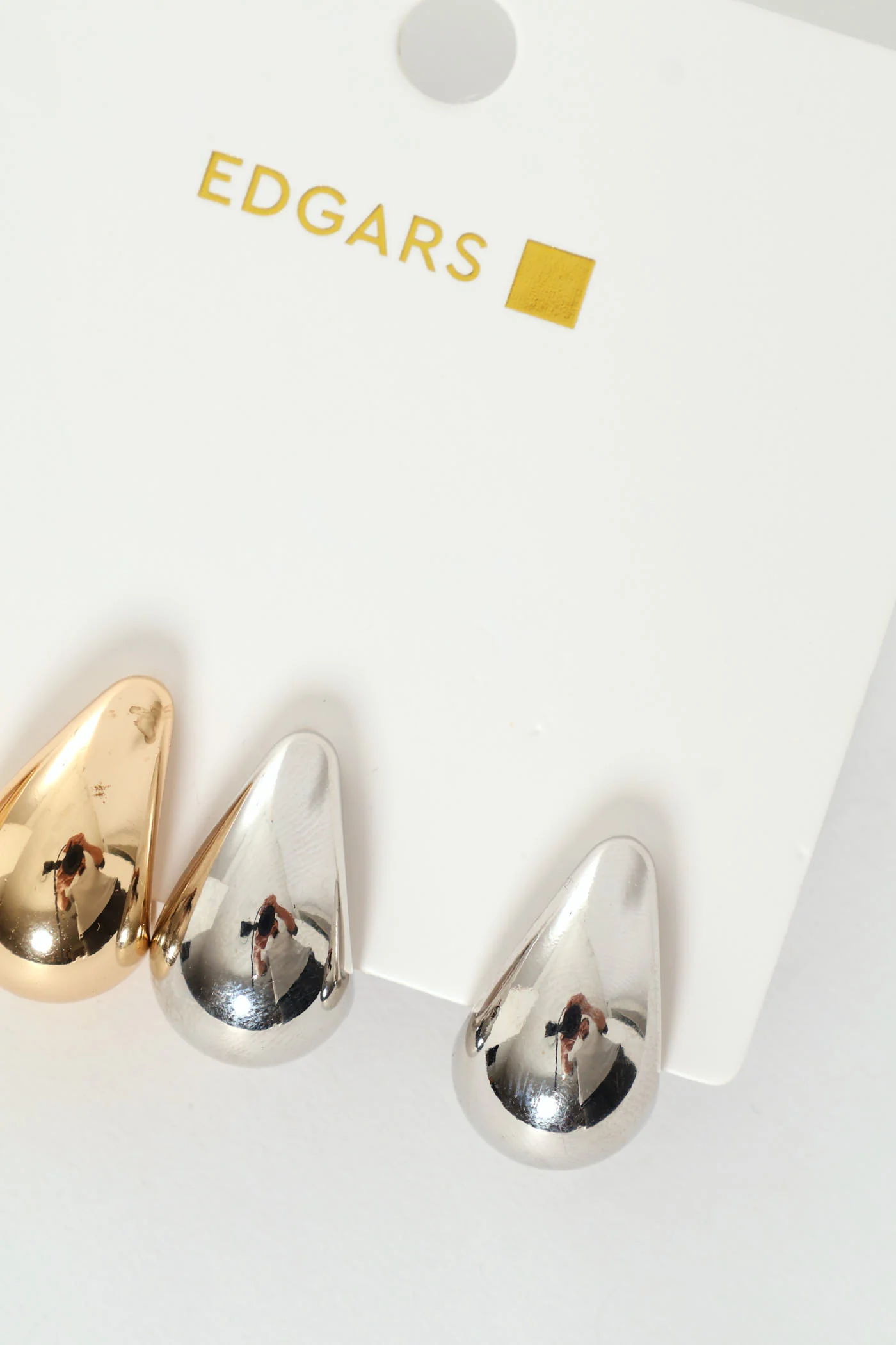 2 Pack Gold & Silver Drop Stud Earrings - Image 2