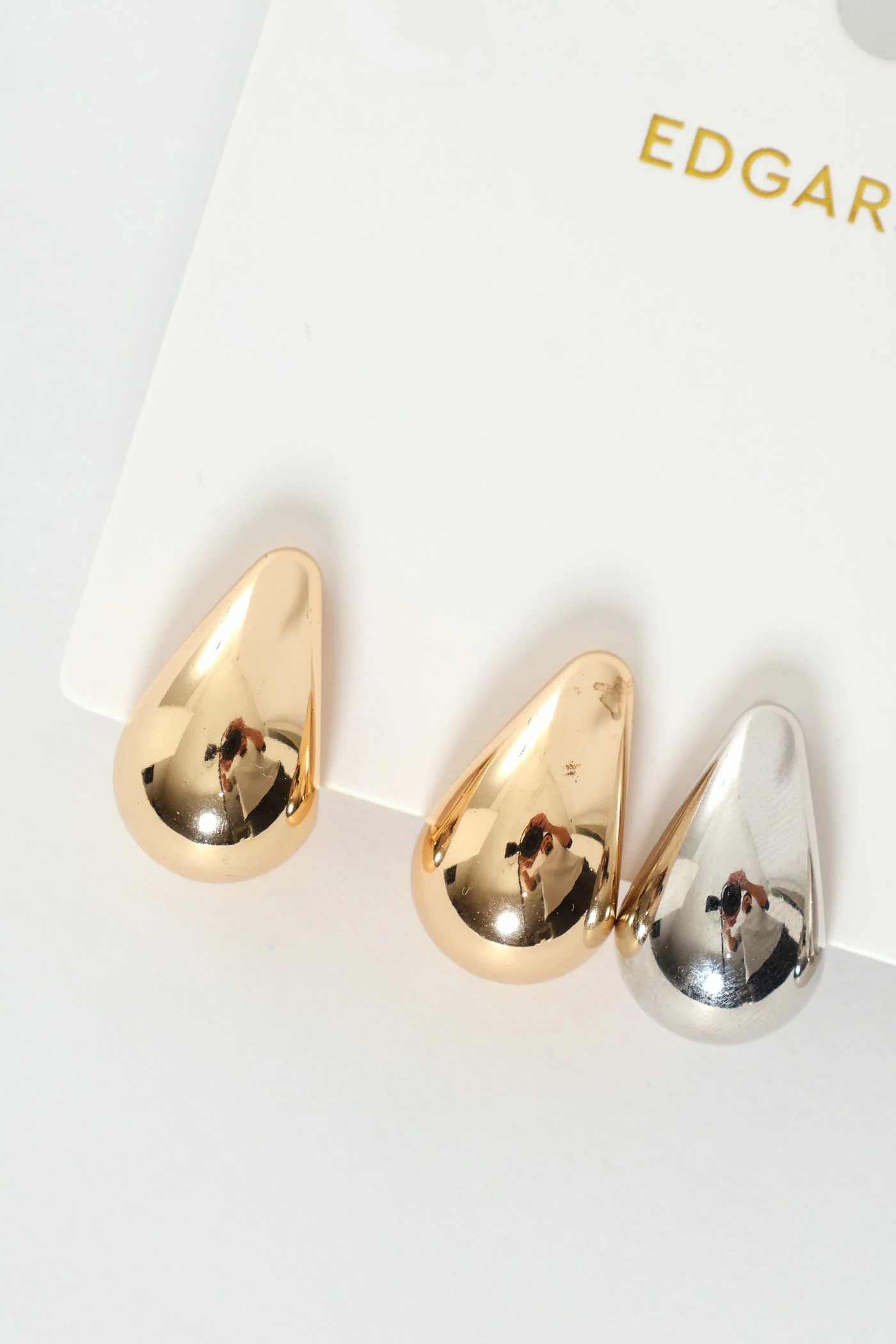 2 Pack Gold & Silver Drop Stud Earrings - Image 3