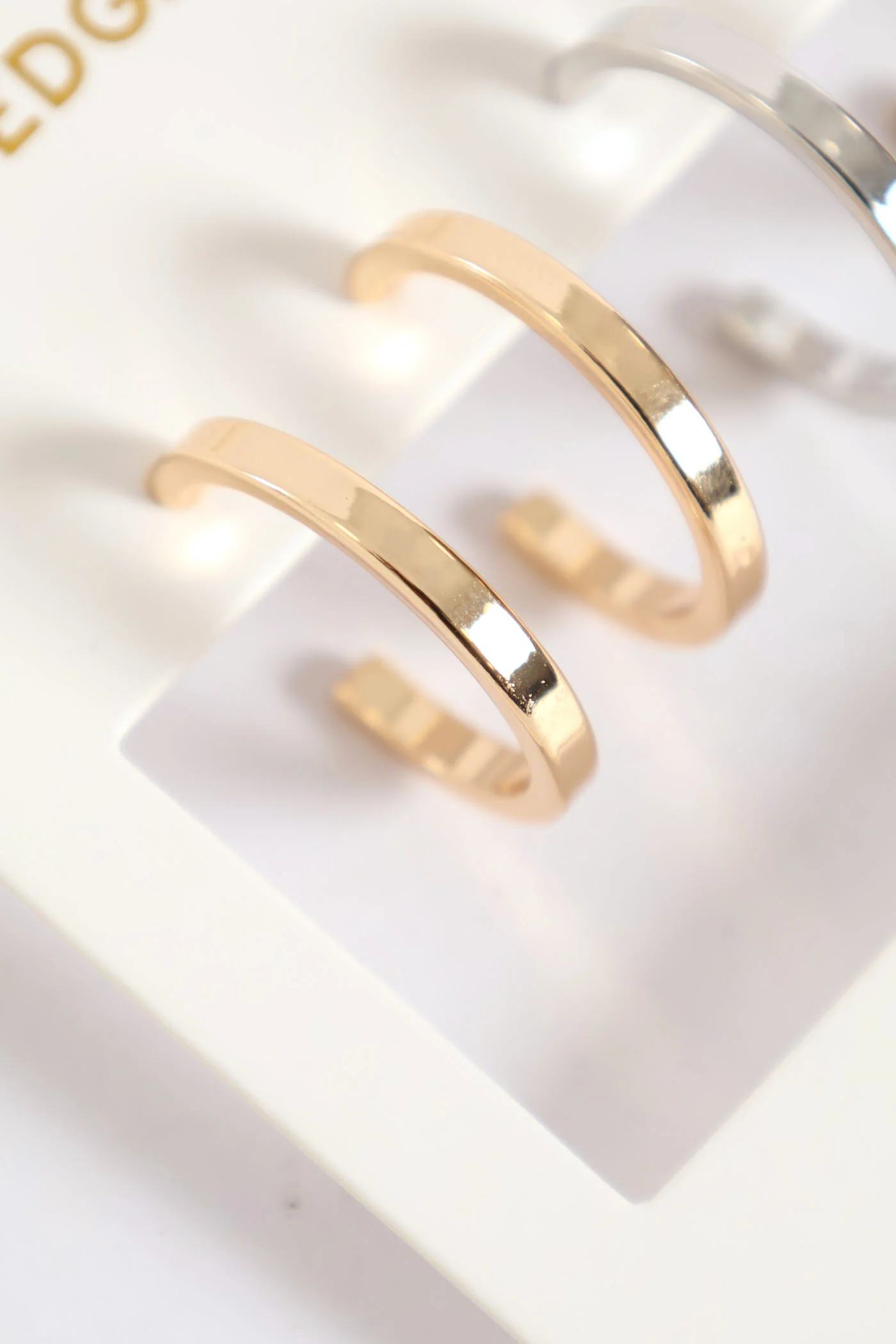 2 Pack Gold & Silver Hoop Earrings - Gold/Silver - Image 2