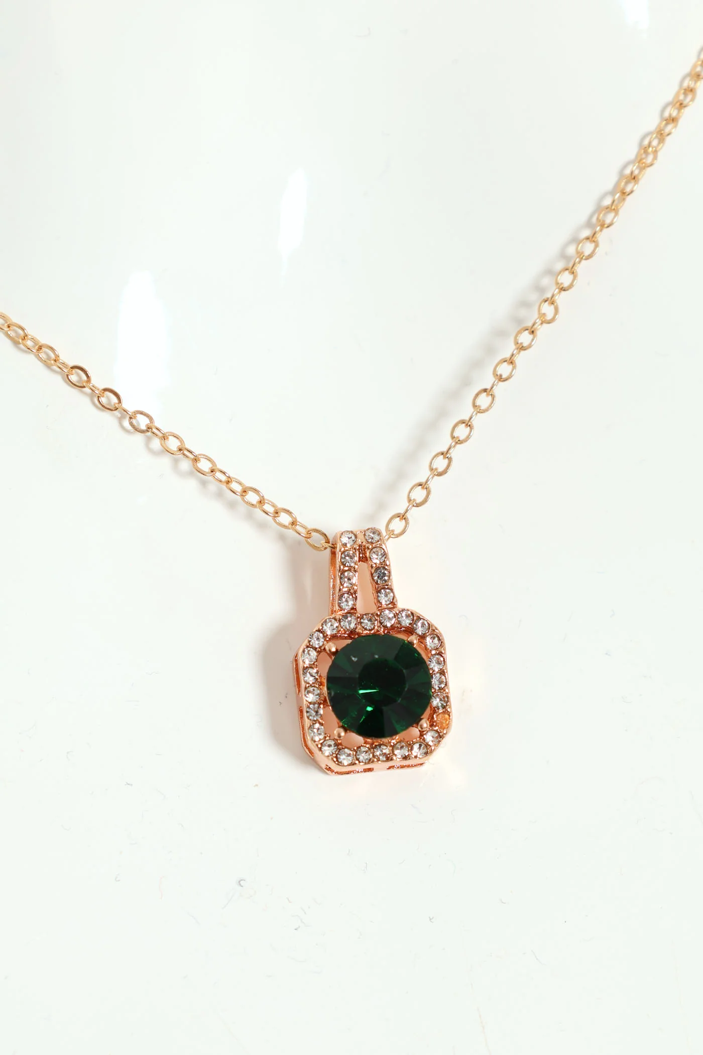 2 Pack Green Stone Stud & Pendant Set - Gold - Image 2