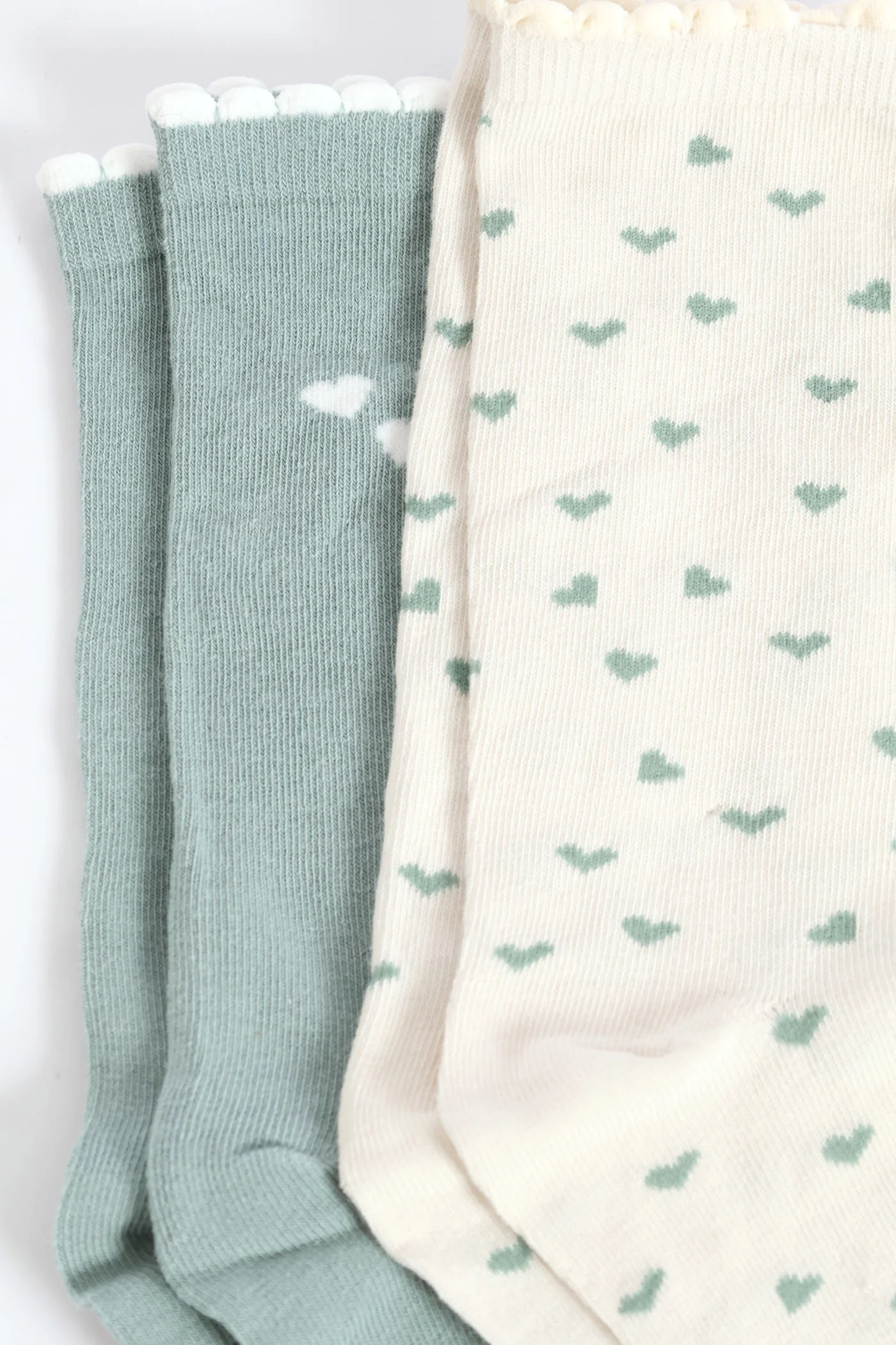 2 Pack Hearts Crew Fashion Socks - Duck Egg - Image 3
