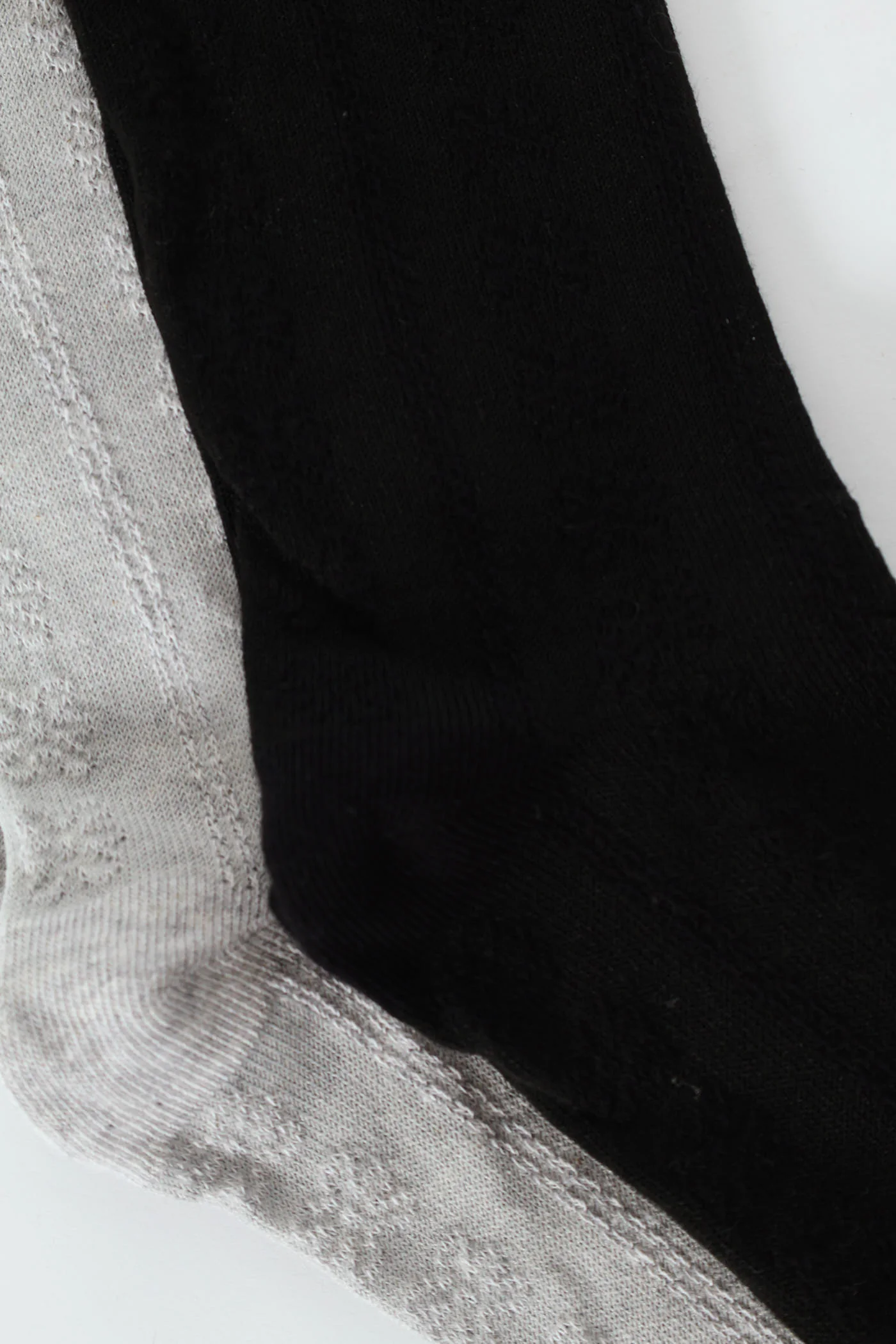 2 Pack Jacquard Flowers Crew Socks - Black/Grey - Image 4