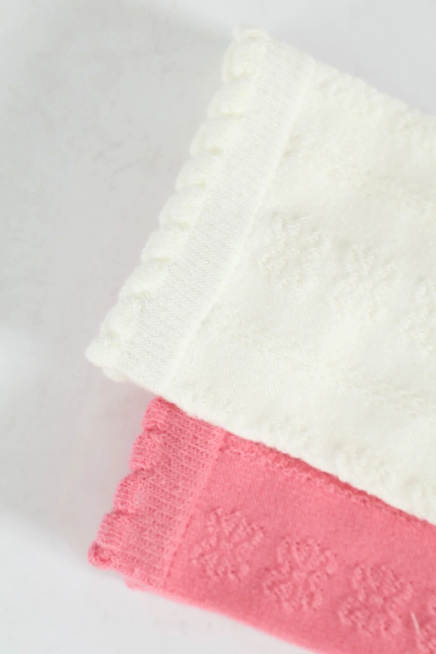 2 Pack Jacquard Flowers Crew Socks - White/Pink - Image 2