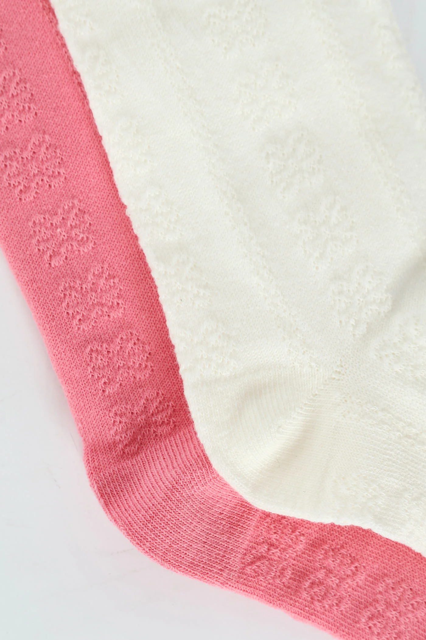 2 Pack Jacquard Flowers Crew Socks - White/Pink - Image 3