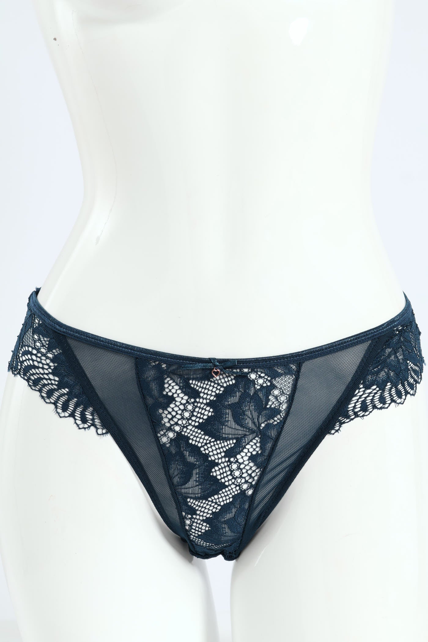 2 Pack Lace & Mesh Brazilian Panties - Teal/Slate - Image 3