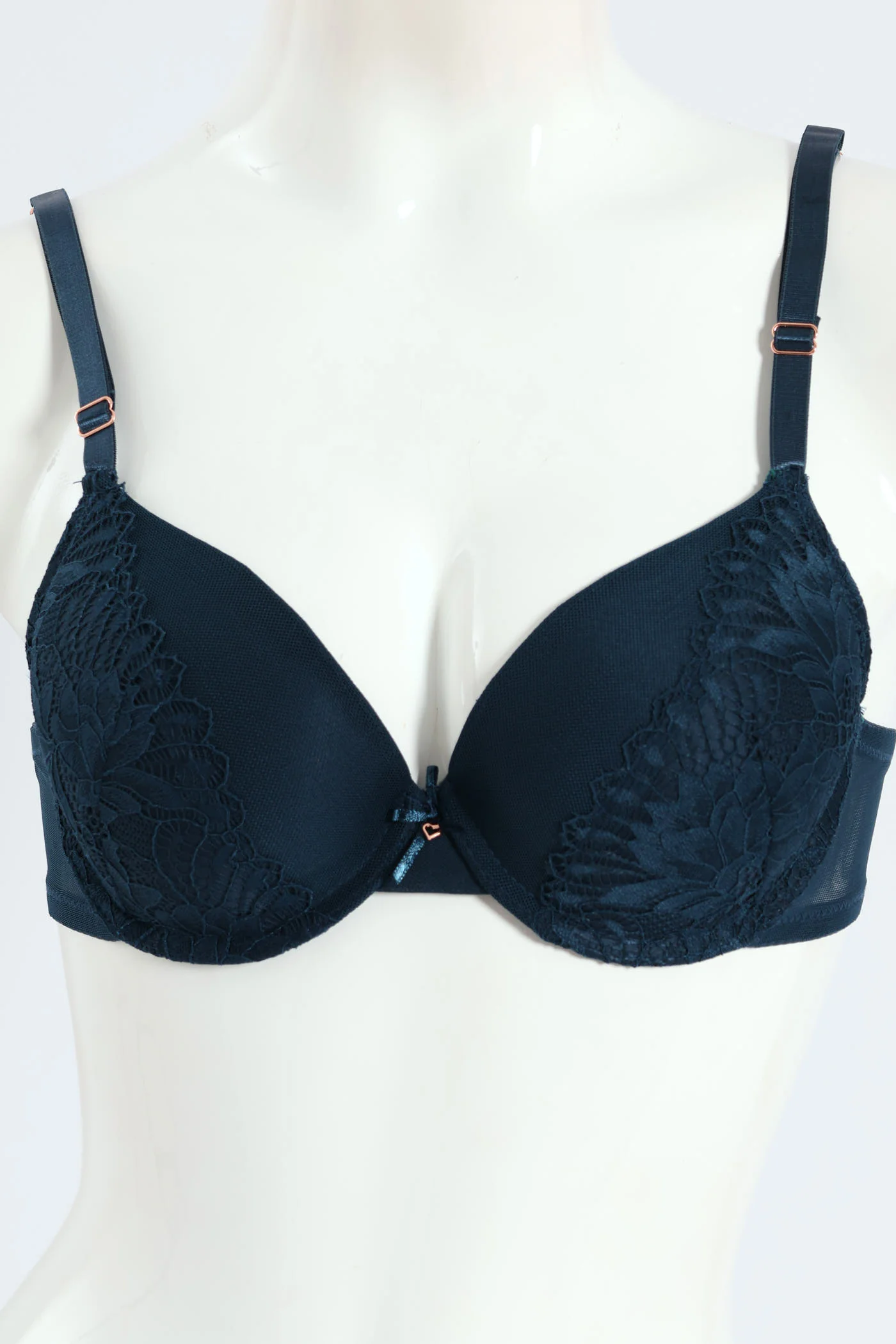 2 Pack Lace & Mesh Plunge Bra - Teal/Slate - Image 3