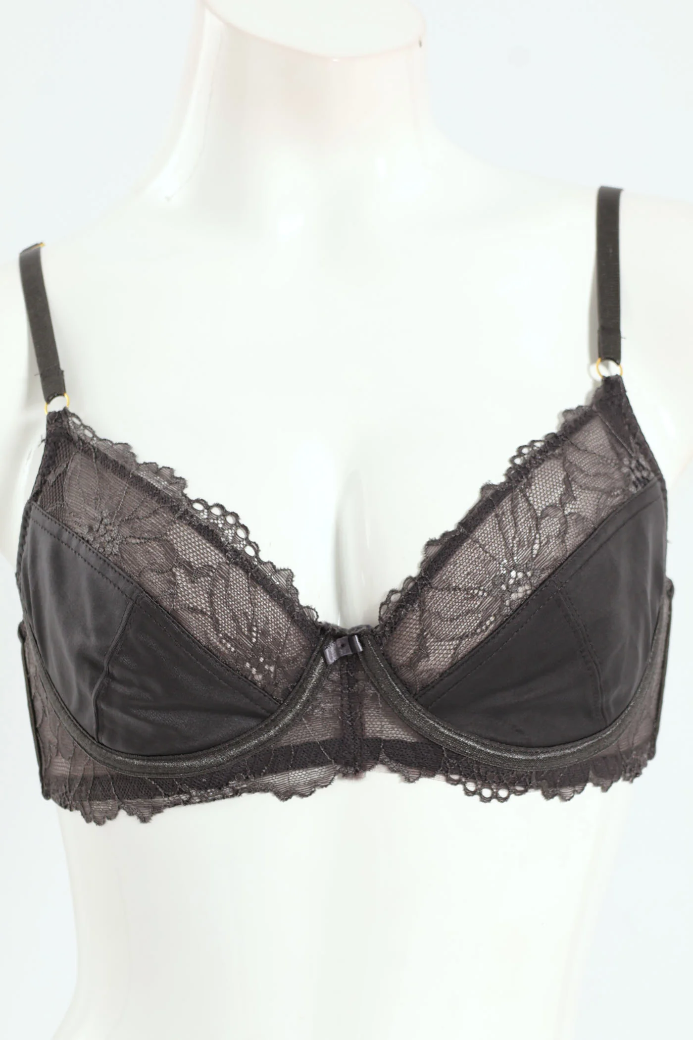 2 Pack Lace & Shiny Microfibre Balconette Bra - Dusty Rose/Graystone - Image 10