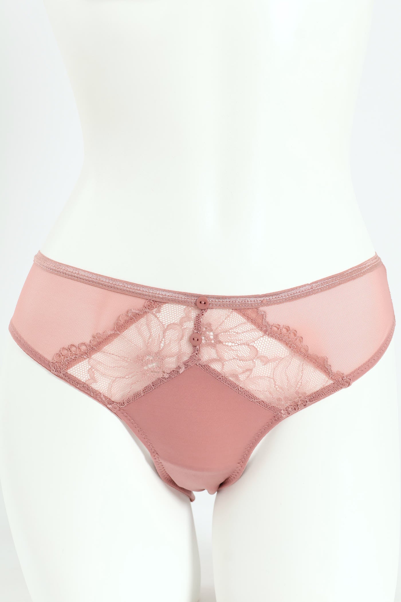 2 Pack Lace & Shiny Microfibre Bikini Panties - Dusty Rose/Graystone - Image 6