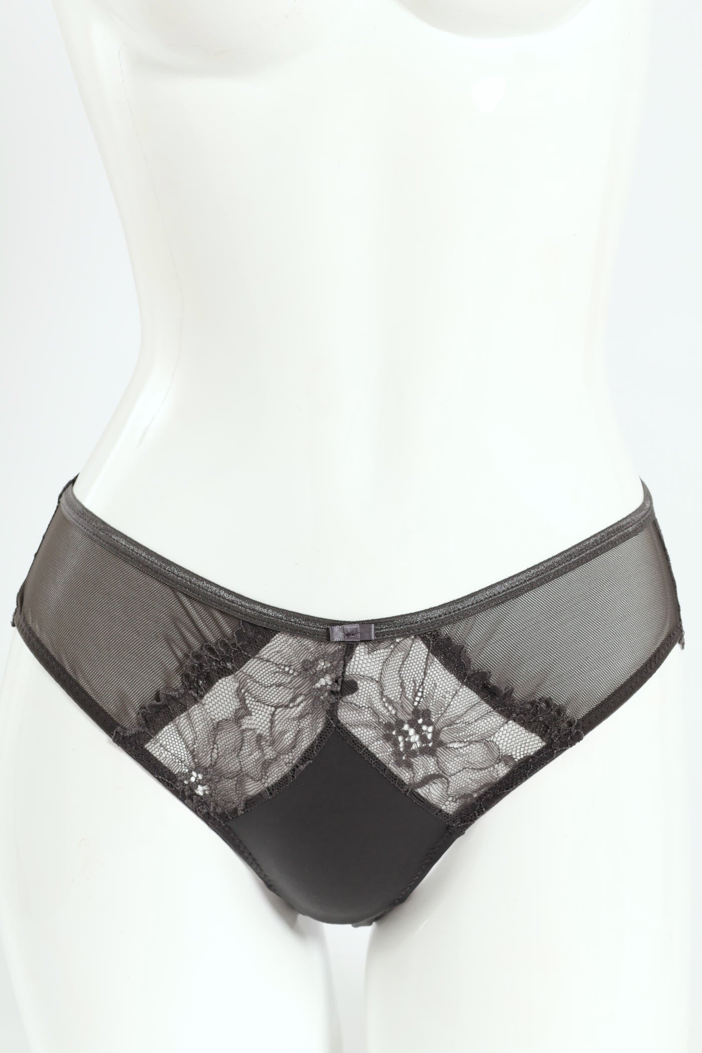 2 Pack Lace & Shiny Microfibre Bikini Panties - Dusty Rose/Graystone - Image 7