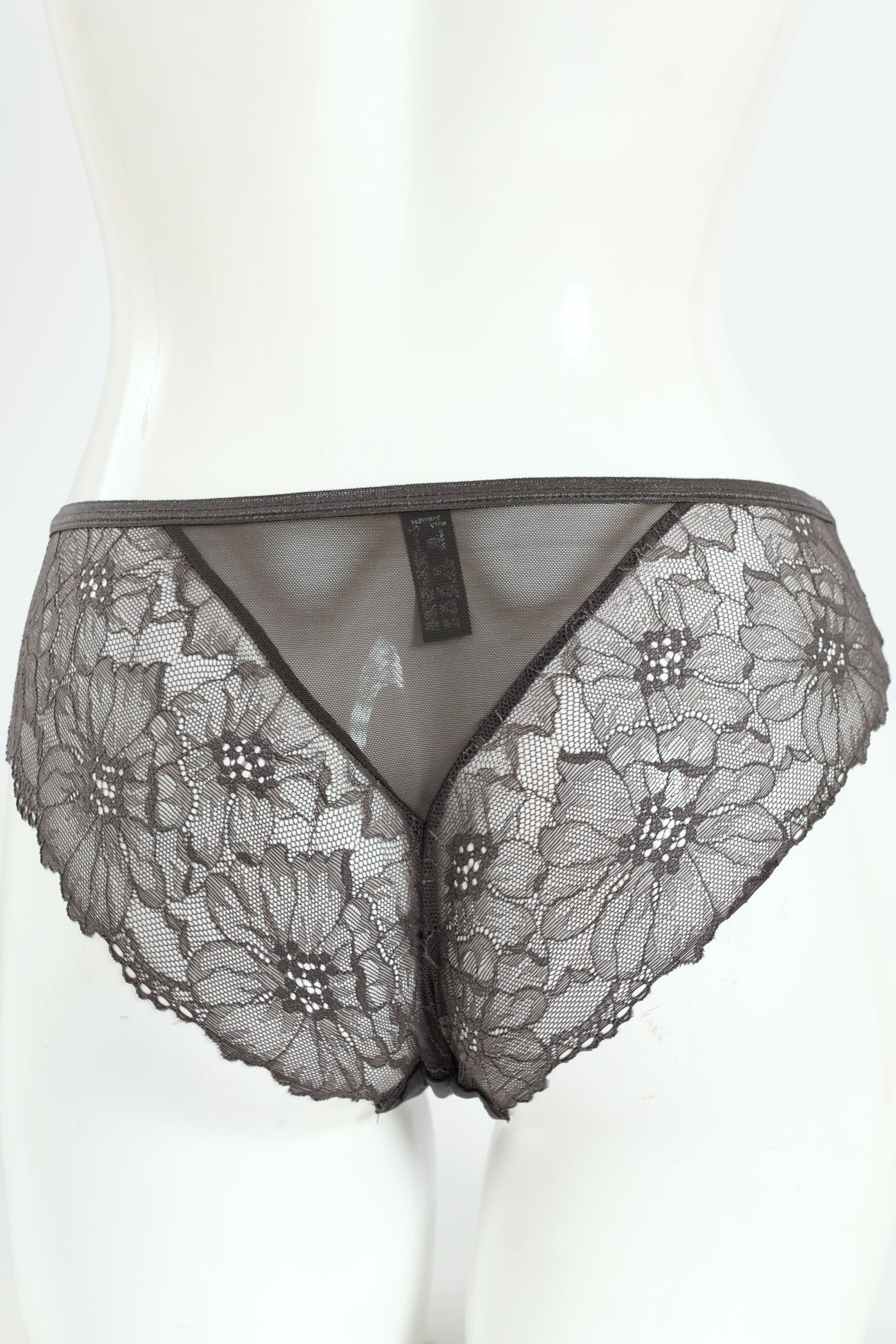 2 Pack Lace & Shiny Microfibre Bikini Panties - Dusty Rose/Graystone - Image 8