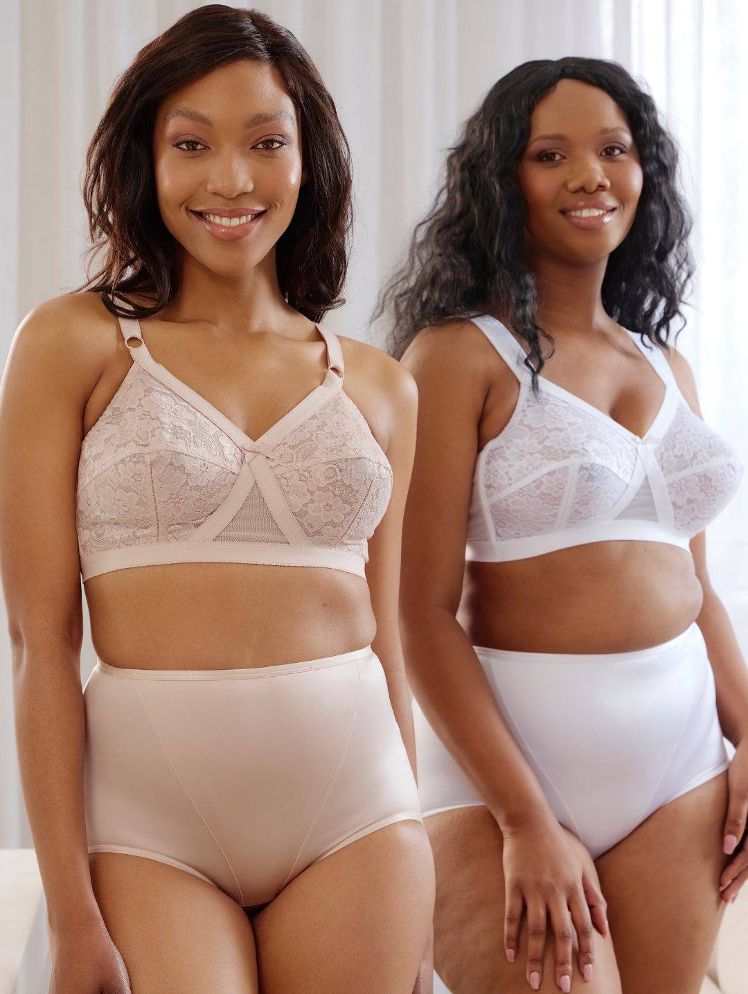 2 Pack Lace Cross Your Heart Bras - Beige/White - Image 2