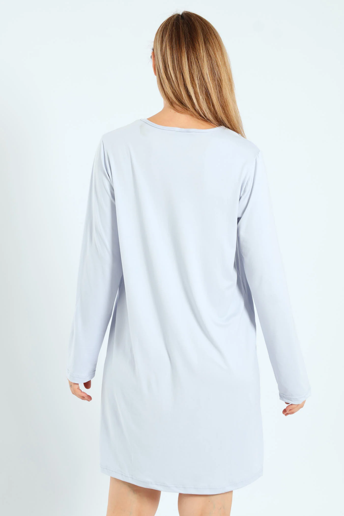 2 Pack Lace Detail Ditsy Floral Sleepshirts - White/Blue - Image 6