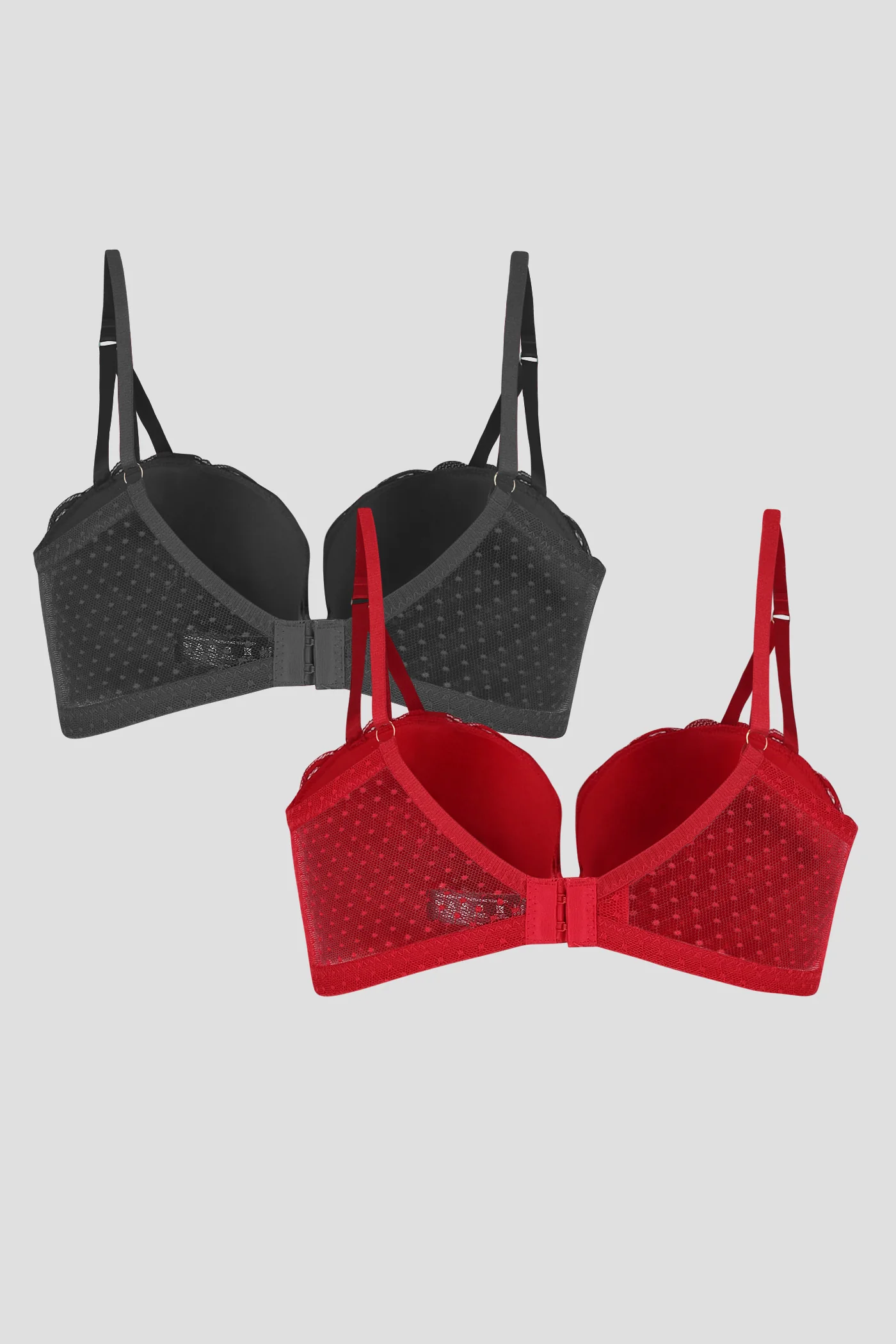 2 Pack Lace Longline Bra - Multi - Image 2