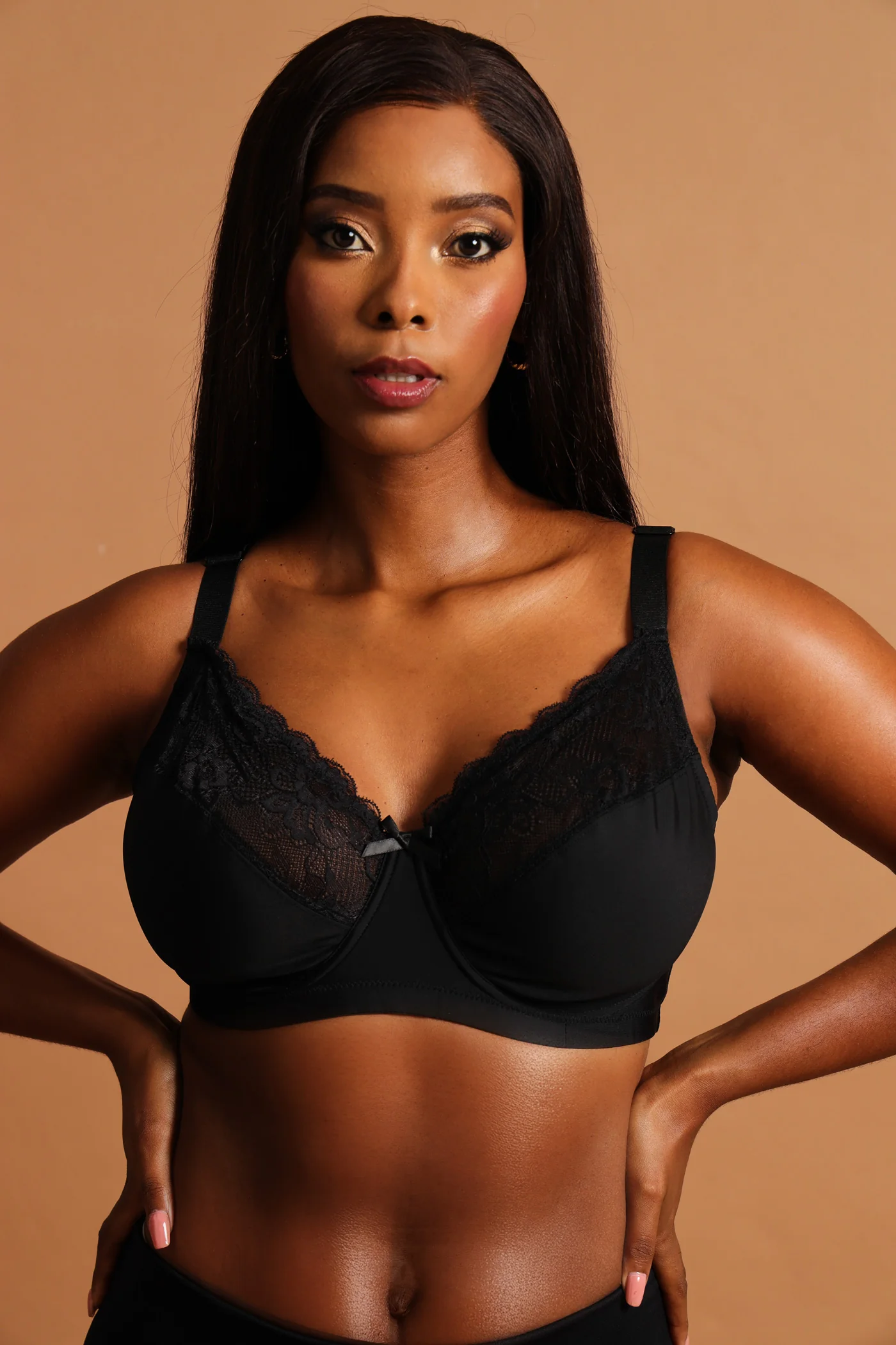 2 Pack Lace Non Padded Bras - Mauve/Black - Image 2