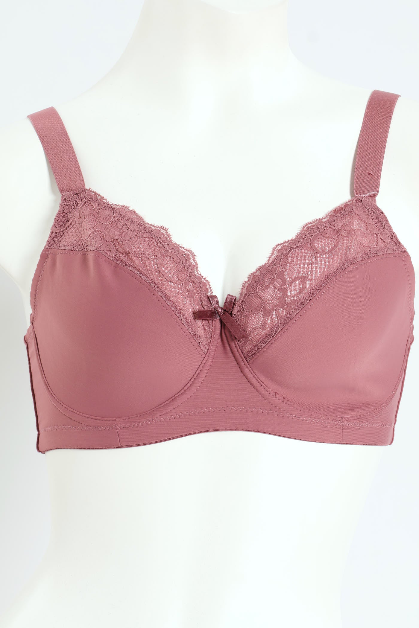 2 Pack Lace Non Padded Bras - Mauve/Black - Image 6