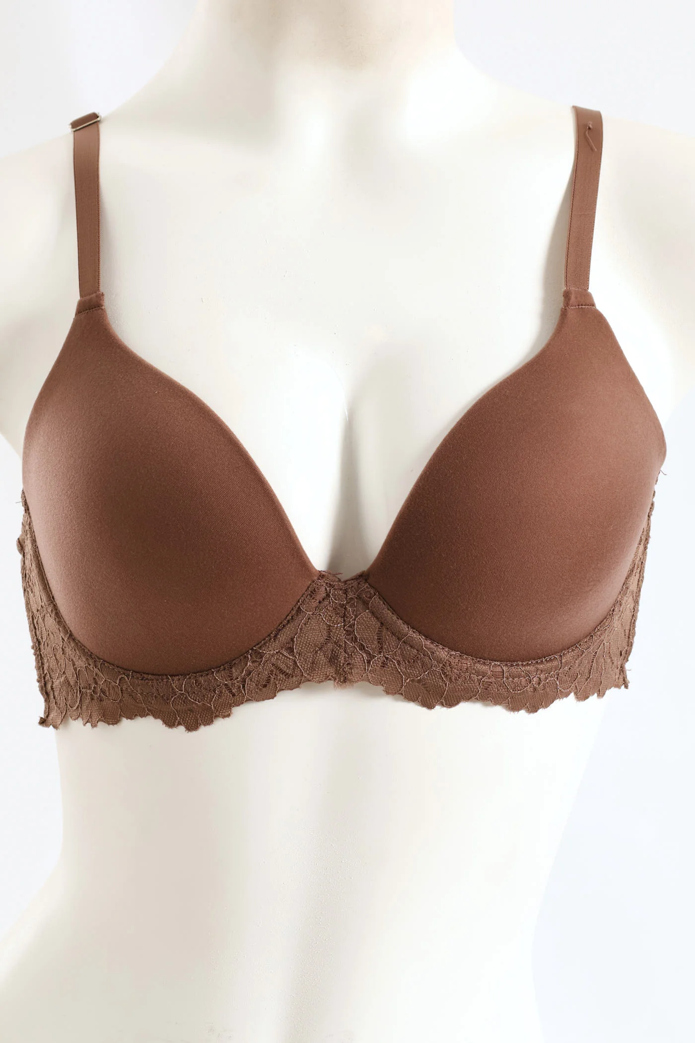 2 Pack Lace Plunge T-Shirt Bra - Mocha/Black - Image 2
