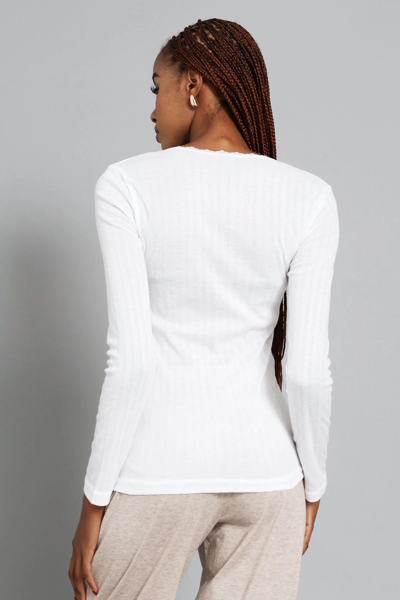 2 Pack Long Sleeve Thermal Spencer Slip - White/Beige - Image 5