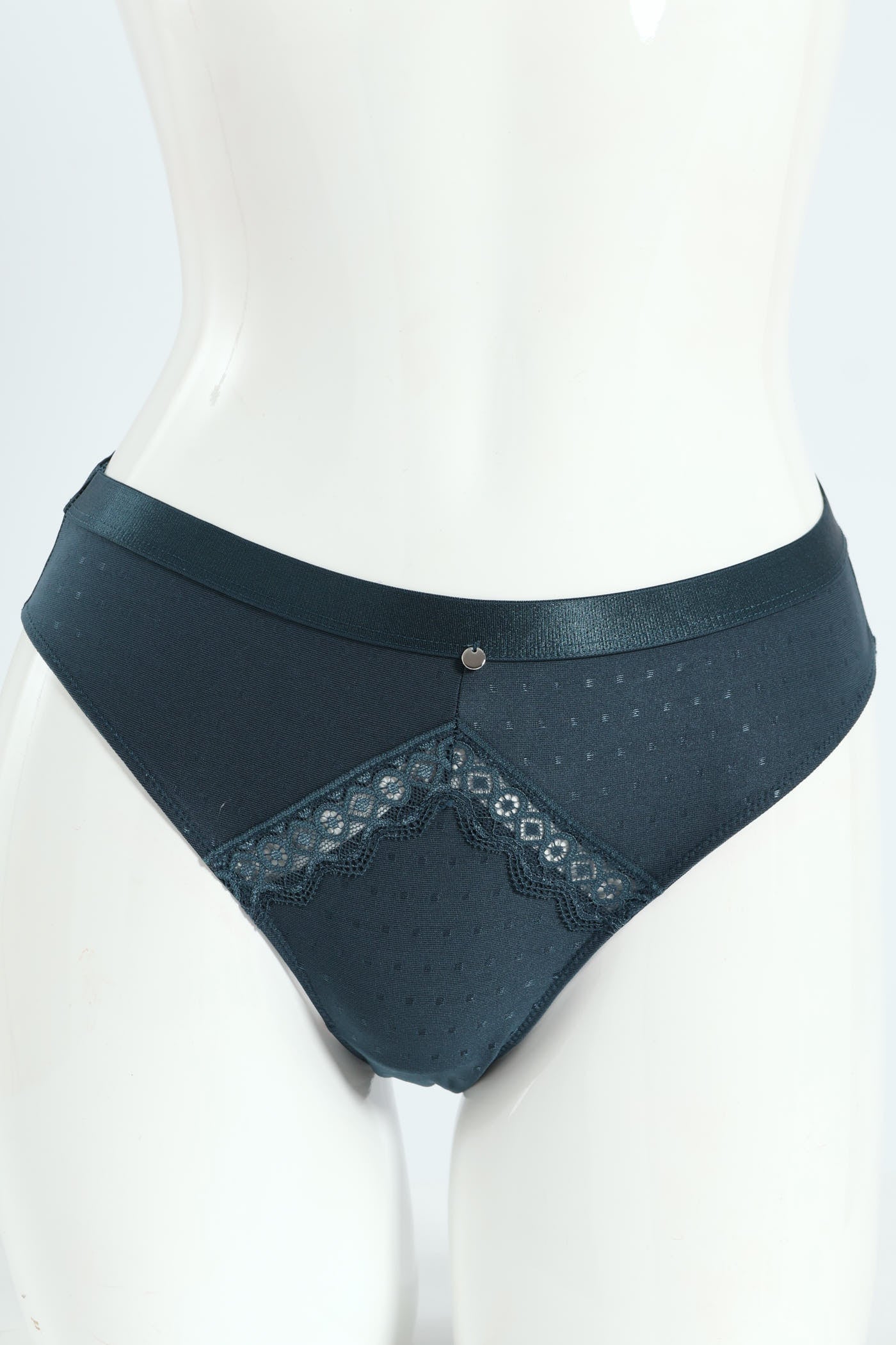 2 Pack Microfiber & Lace Hicut Panties - Teal/Mocha - Image 2