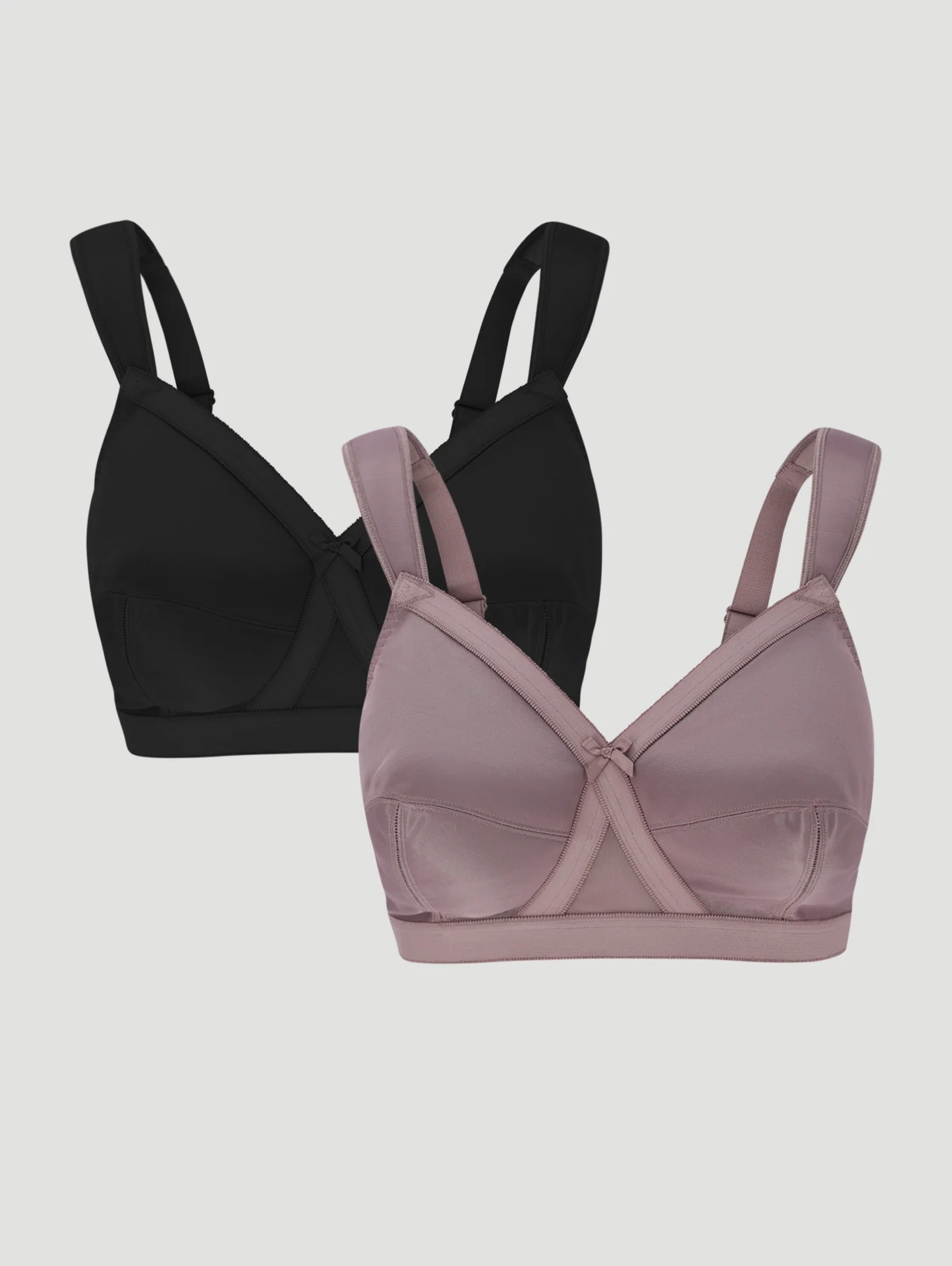 2 Pack Microfibre Cross Your Heart Bras - Mocha/Black - Image 4