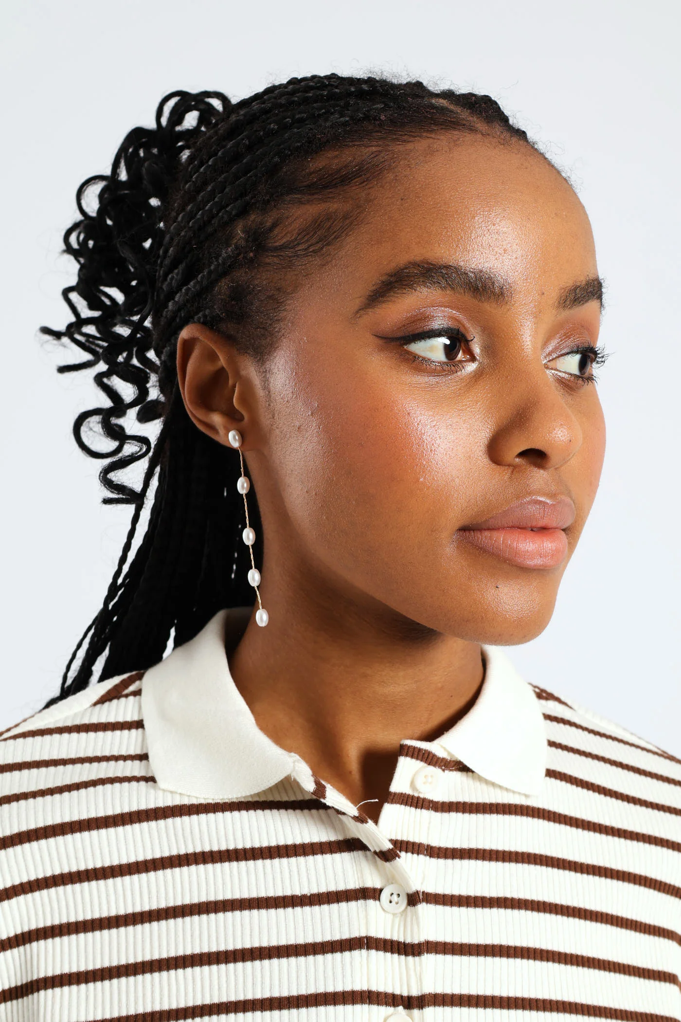 2 Pack Pearl Bead Drop & Multi Hoop Earrings - Gold - Image 2