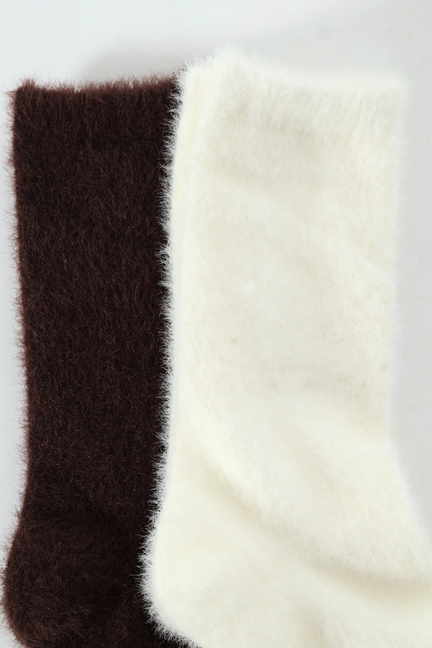 2 Pack Plain Cosy Fluffy Socks - Mid Brown - Image 3
