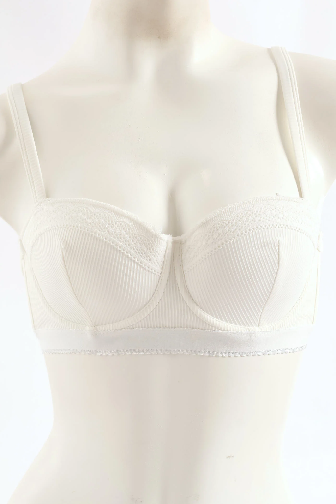 2 Pack Ribbed Balconette Bra - Blue/White - Image 2