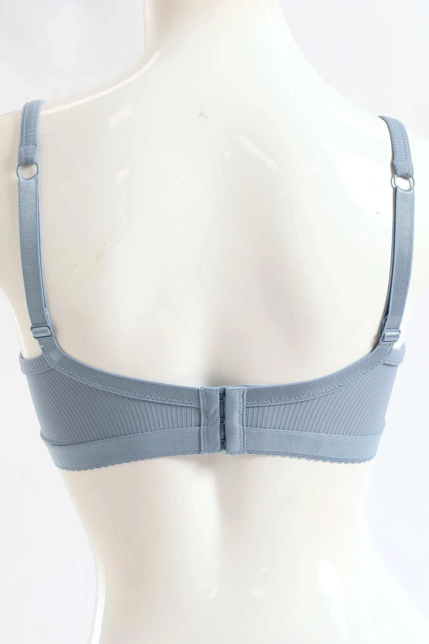 2 Pack Ribbed Balconette Bra - Blue/White - Image 3